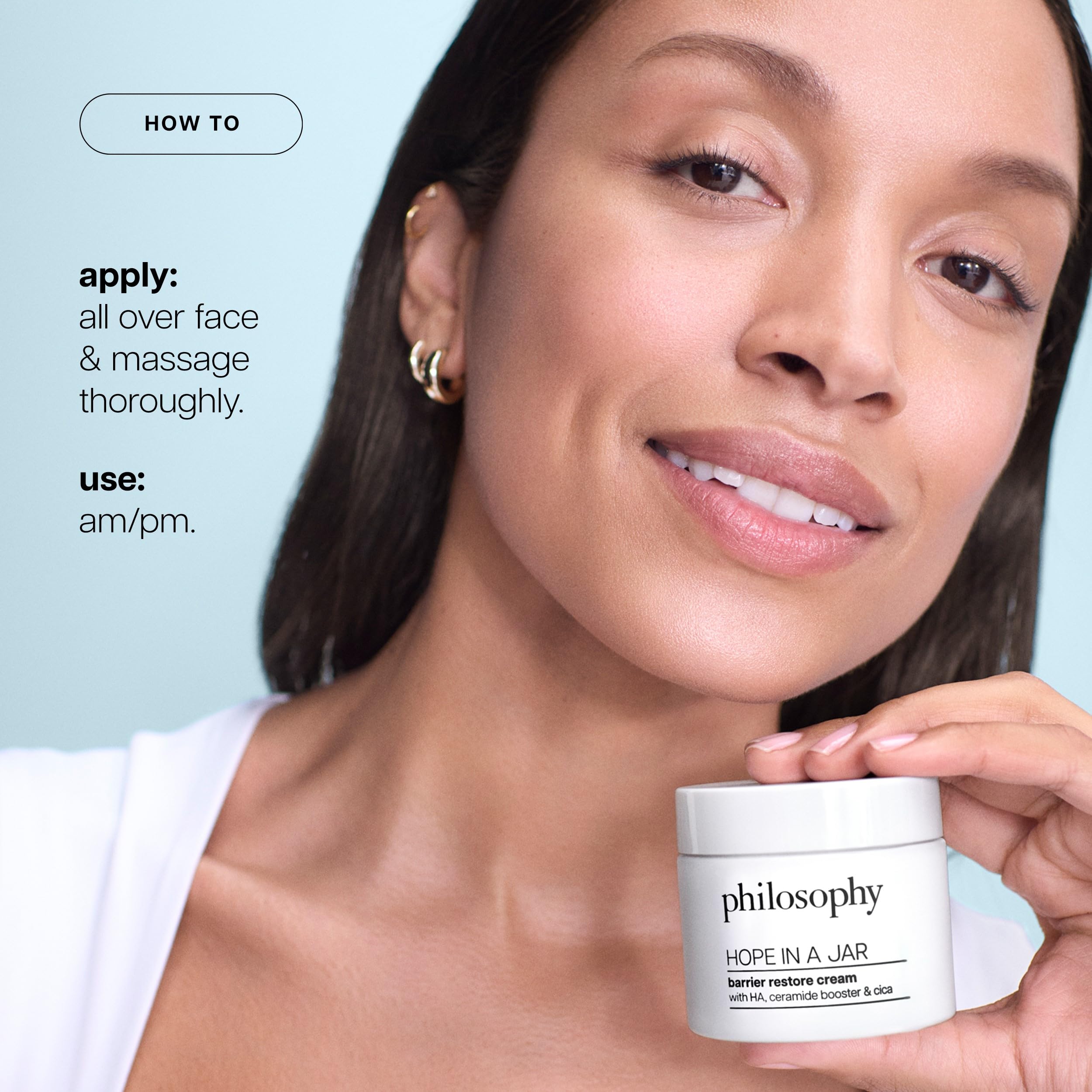 philosophy hope in a jar barrier restore cream – with ha+ complex, cica & ceramides – intensely hydrating moisturizer for dry, sensitive skin – repairs & soothes