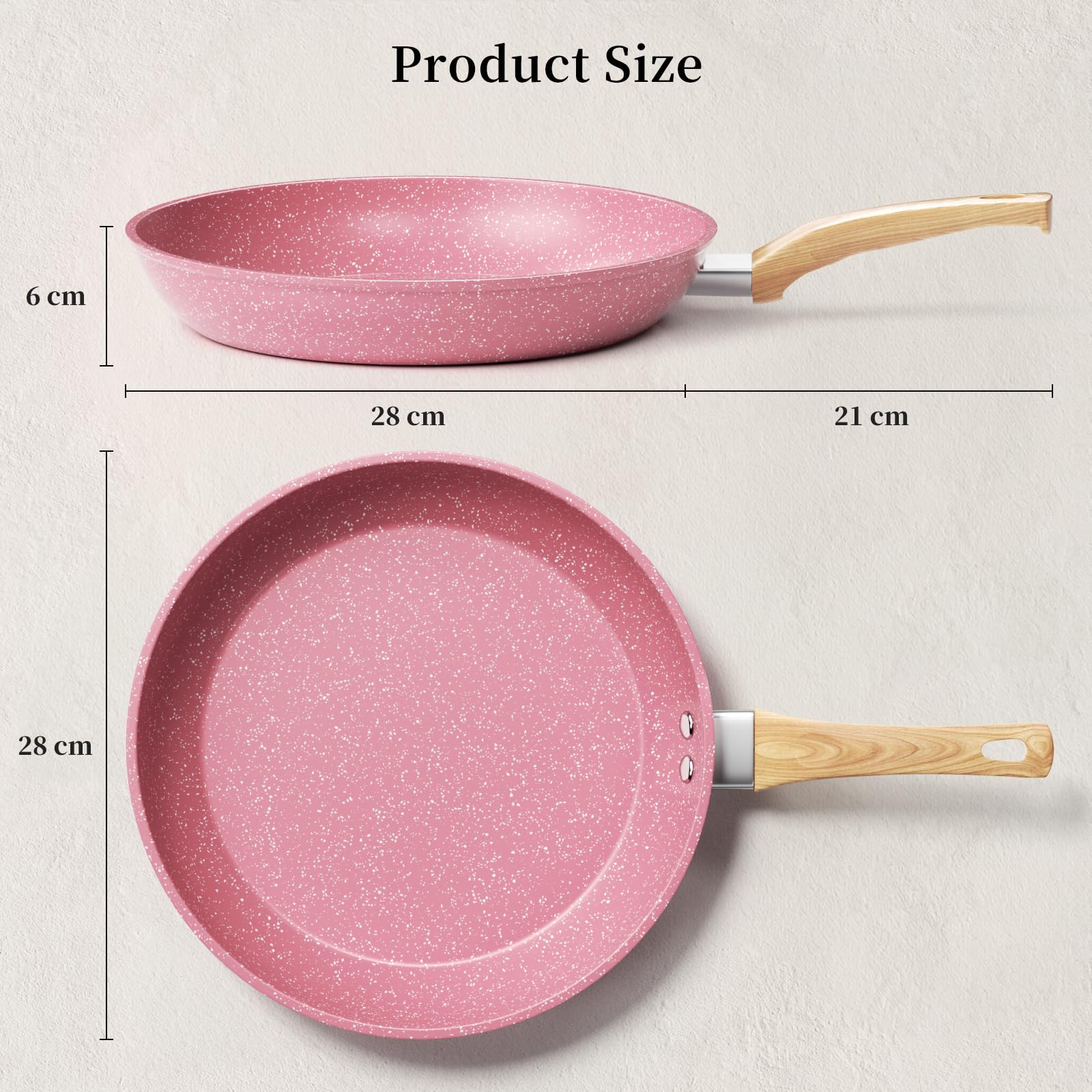 Innerwell Sartén antiadherente 24 cm, Sartenes induccion, Granito revestimiento antiadherentes Profesional, Ceramica Sartén Tortillas, sin PFOA, sin toxicos, apta Horno, Lavavajillas, Rosa — view 85