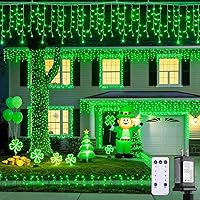 Vista 10 de JMEXSUSS 400 luces LED de Navidad de carámbano de 38.8 pies con control remoto, tira de luces multicolor para exteriores enchufables, 8 modos