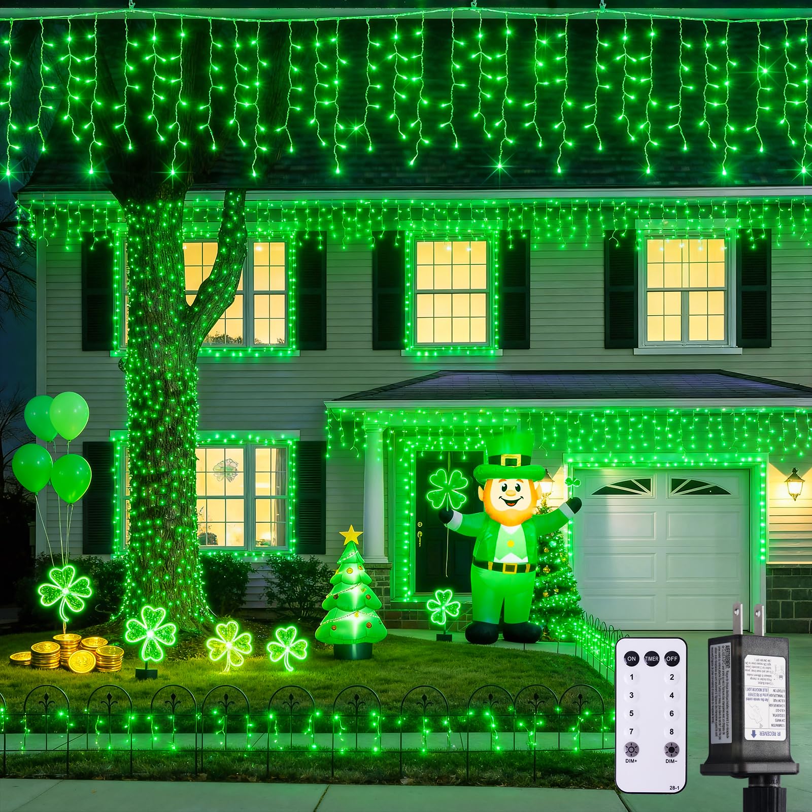 JMEXSUSS - 400 LED 38.8F Green Popsicle Lights for Outdoor, Green Icicle Lights for Indoor and Outdoor, Halloween Green Lights