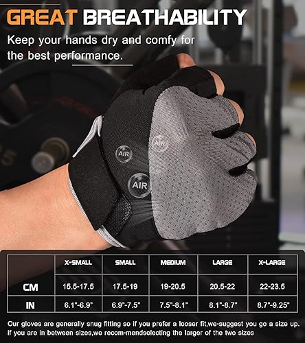 Miniatura 6 de Sunnex Guantes de gimnasio para mujer, guantes de entrenamiento para mujer, guantes sin dedos para levantamiento de pesas, guantes ligeros y
