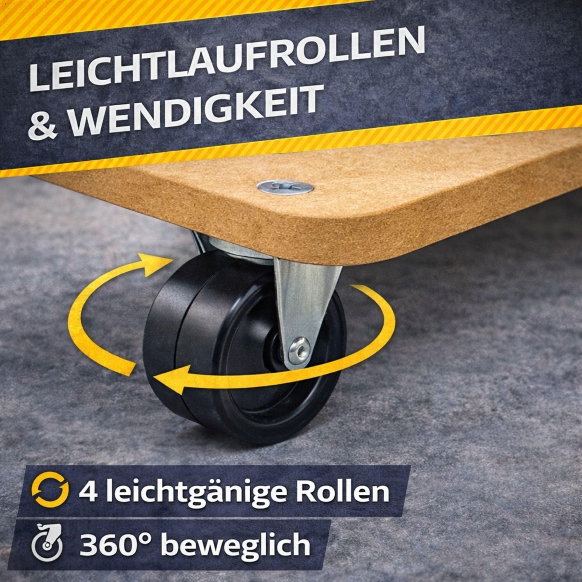 6X Rollbrett Transportroller 45 × 26 cm – bis 150 kg Tragkraft – Möbelroller aus MDF mit 4 Lenkrollen & Anti-Rutsch-Pads – Transporthilfe für Umzug, Haushalt & Werkstatt