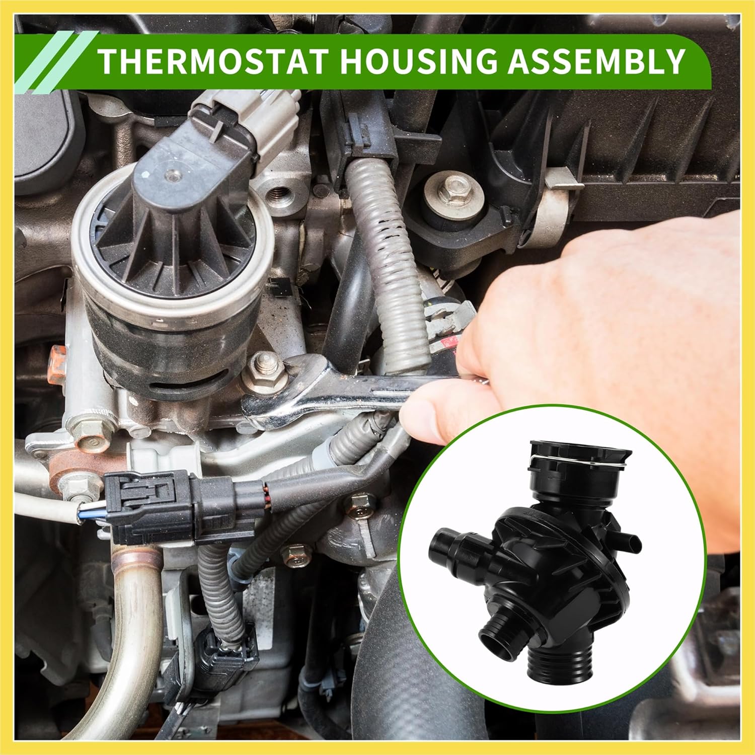 No.11537598865 Car Thermostat for BMW E92 F30 F15 335i 435i X5 X6 Durable Black Inner Engine Coolant Thermostat Housing Assembly Plastic 1 Pcs Benefit