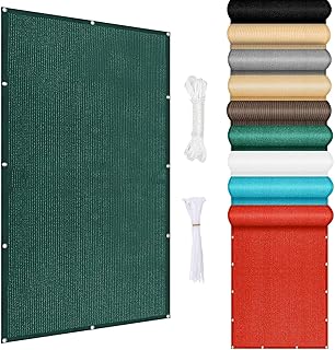 Sichtschutz mit Ösen 100 x 160 cm Atmungsaktiv Schattennetz Gewächshaus Wasser Und Luftdurchlässig mit Spannseilen für Balkon Terrasse Garten Outdoor, Dunkelgrün