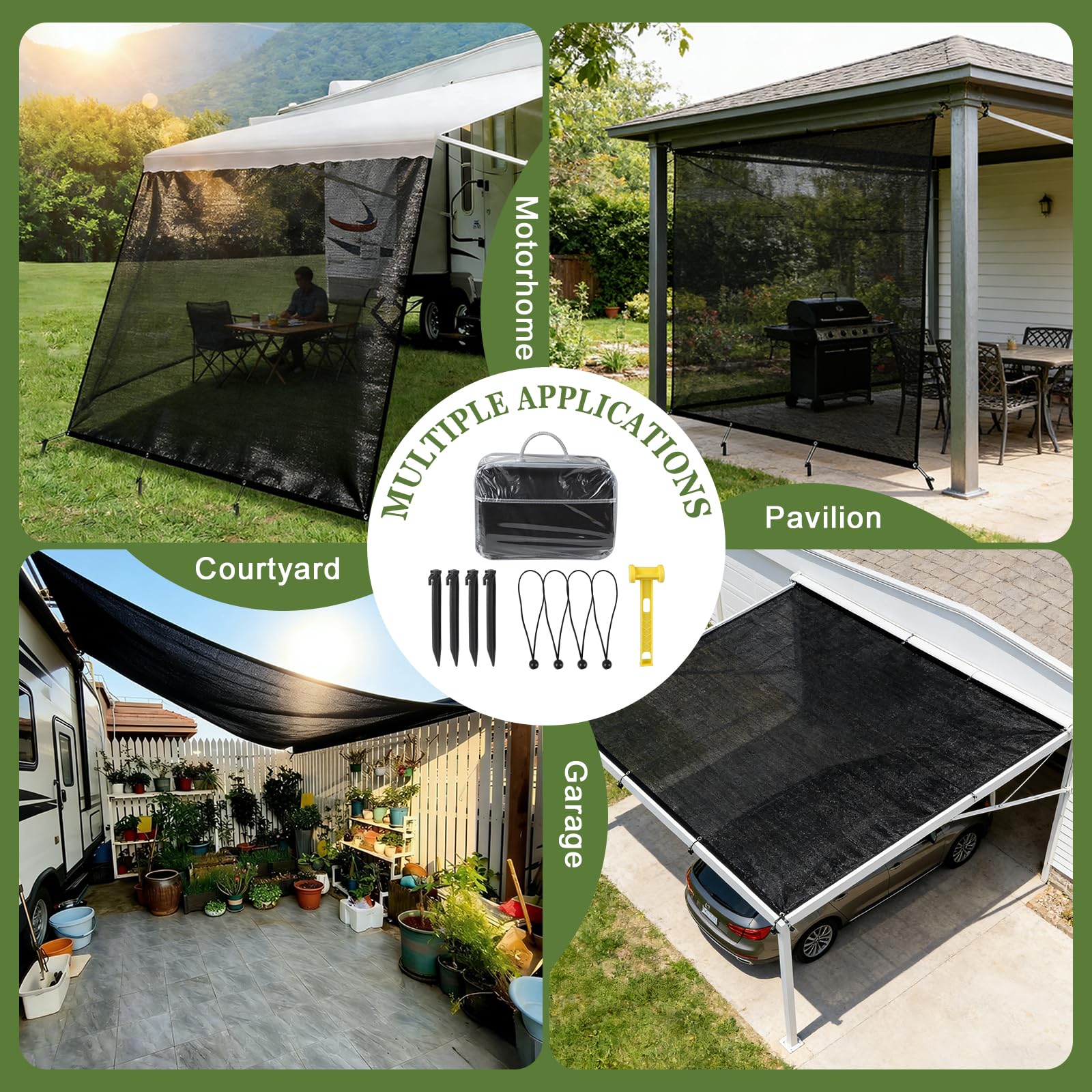 Auvent Caravane Universelle 2.46 x 3.35 m, Store Banne Camping Car Exterieur, Auvent Fourgon Aménageé, Protection Contre Les UV, Imperméable, Protection de la Vie Privée