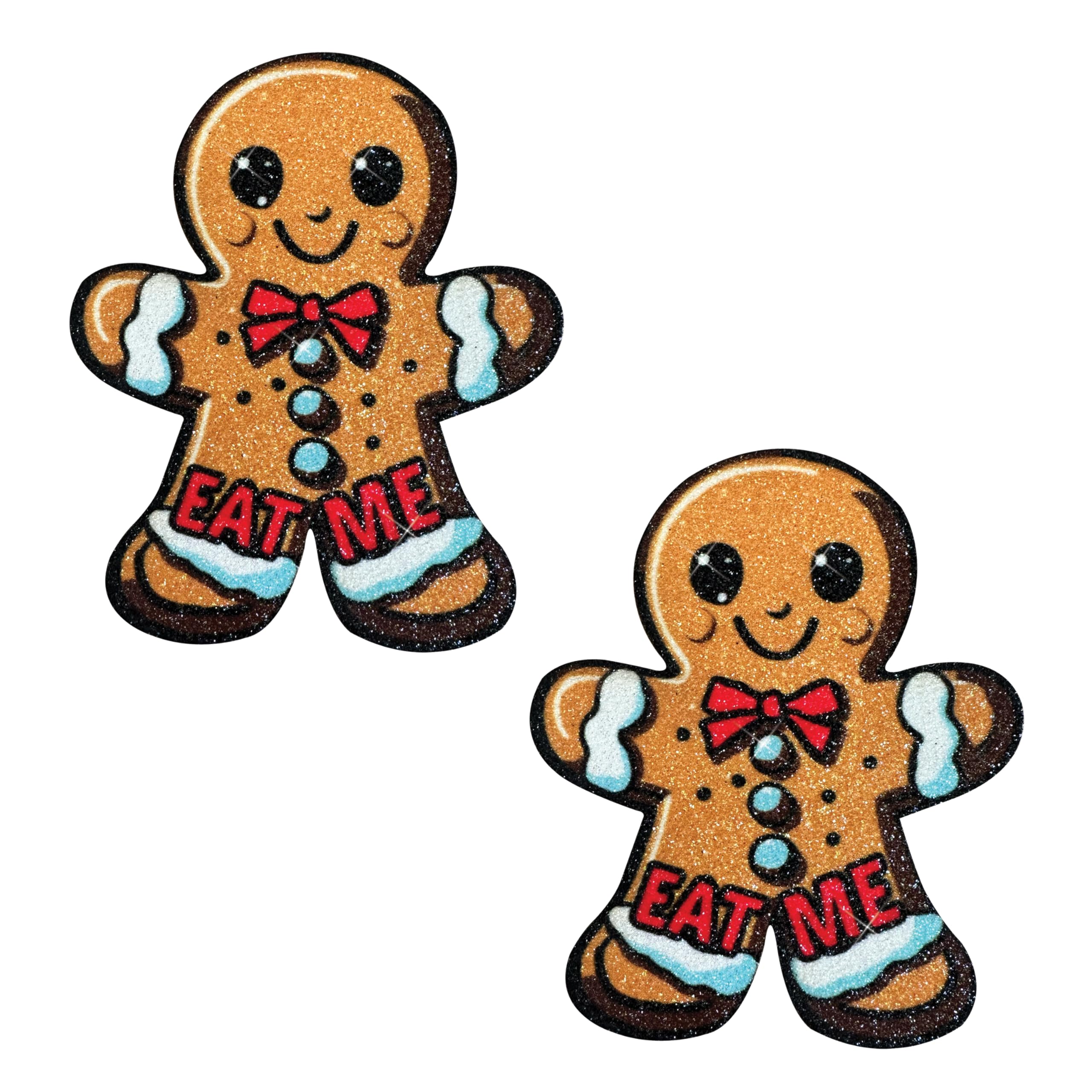 Neva Nude Iridescent Crystal Beamz Nipztix Pasties Nipple Covers for Festivals, Raves, Lingerie and More, Made in USA: Freaking Awesome Gingy Gingerbread Man Eat Me Glitter
