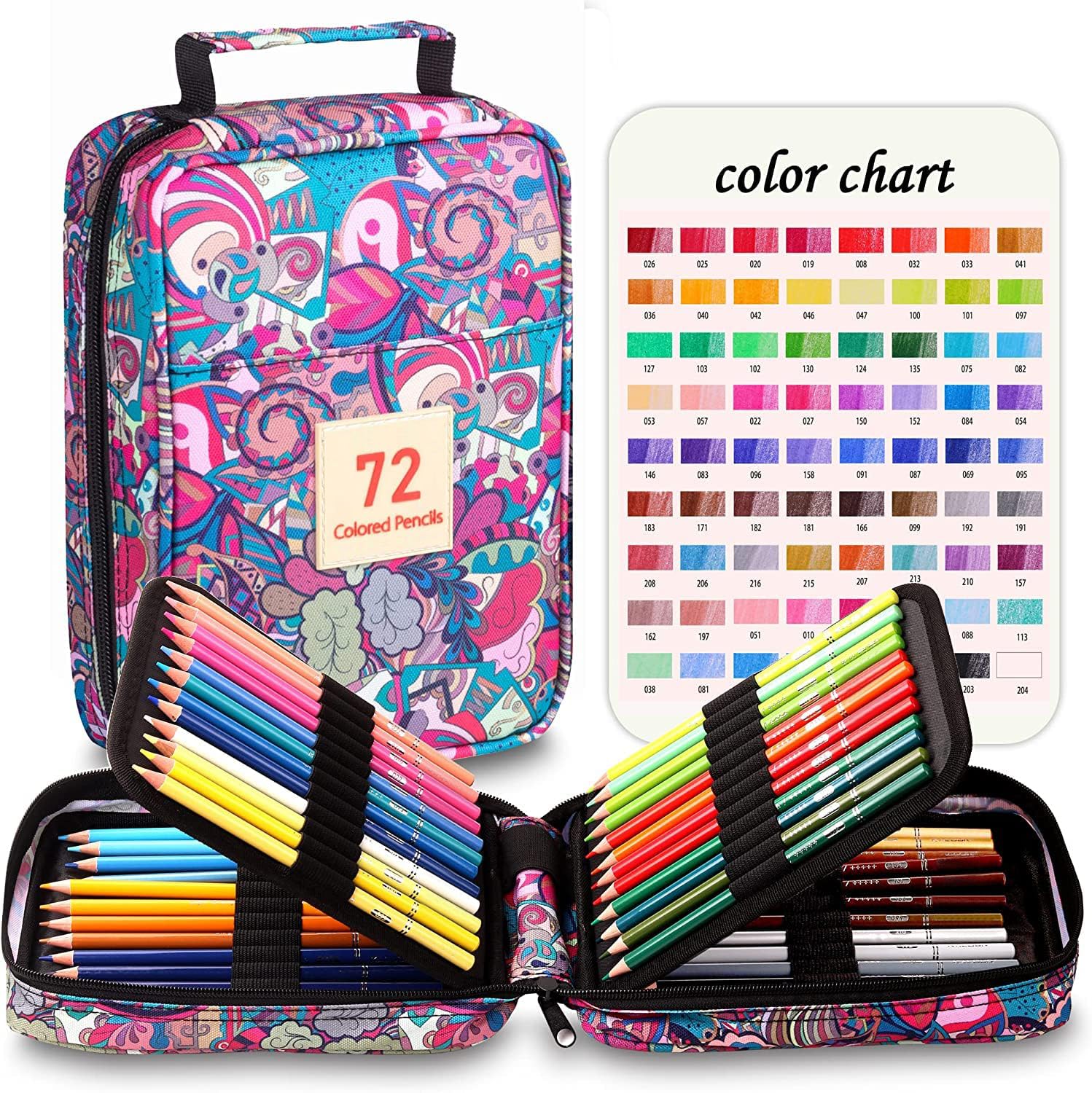 Colored Pencils, 72 Color Set, Oil-Based, Professional Soft Lead Colored Pencils Set, Ideal Coloring Books and Drawing for Kids and Adults (Includes Pink Storage Pouch) : Office Products