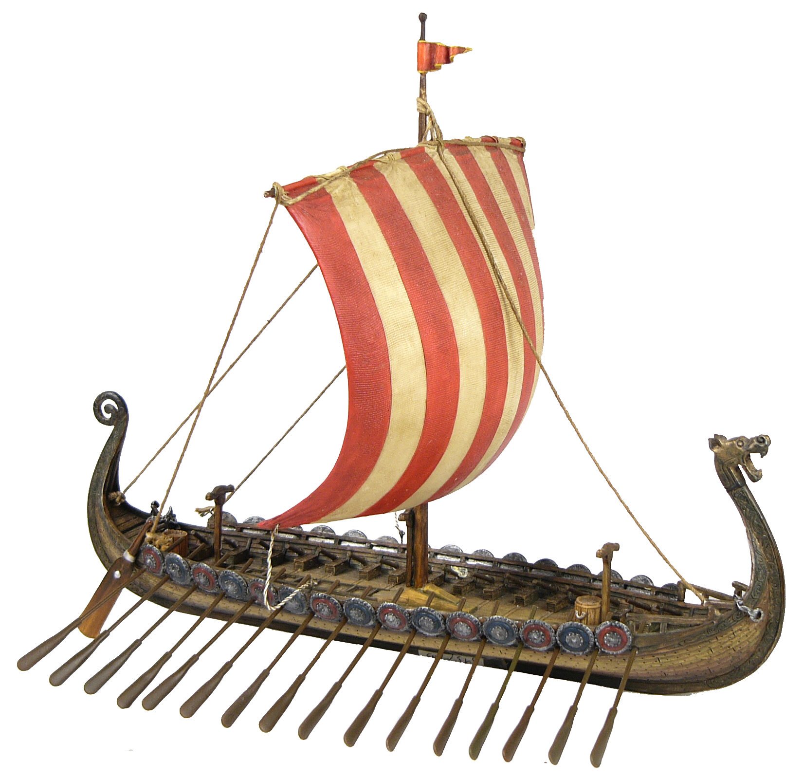 Drekar Viking Ship Model Dragons Head Figurine Statue 11.5 Inches