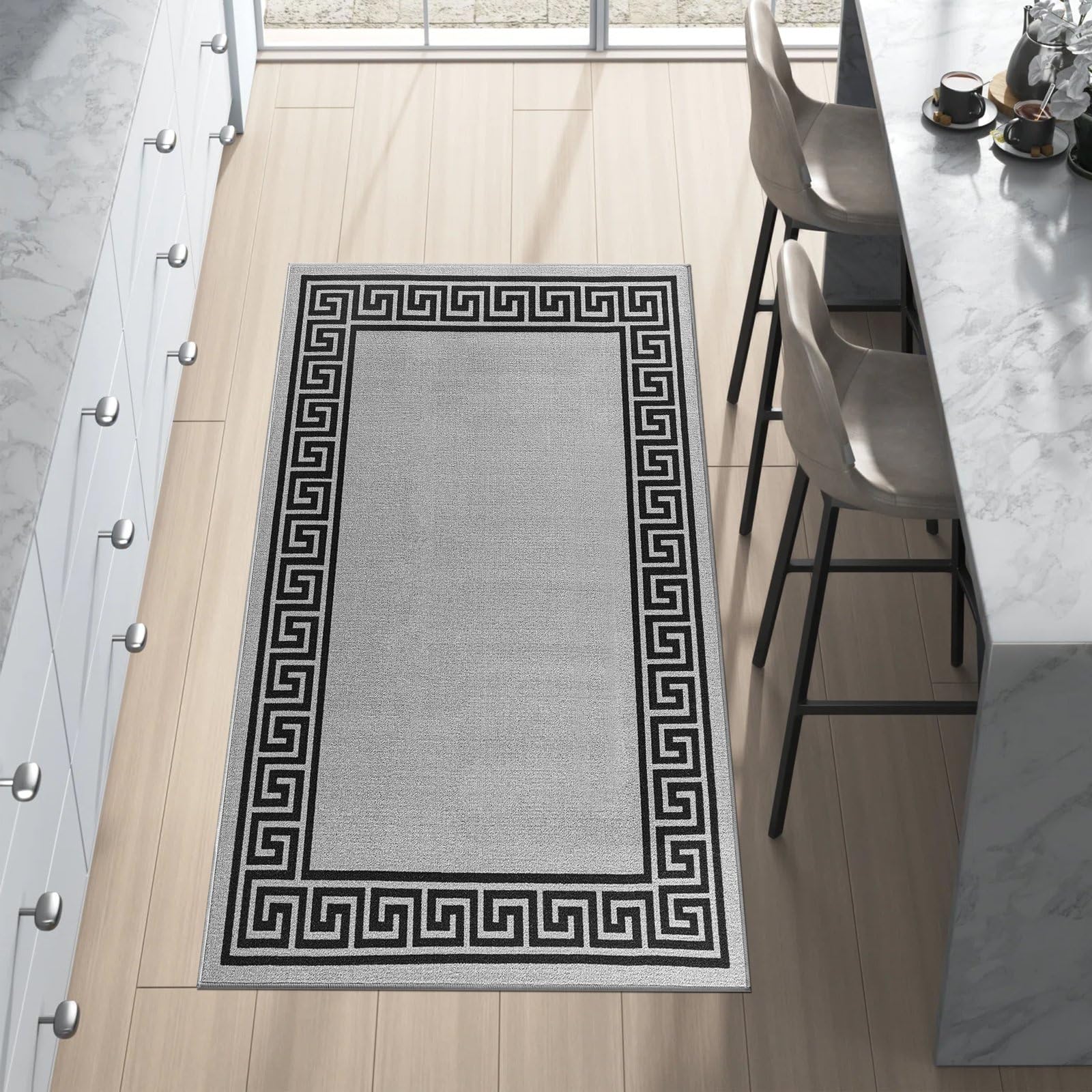 renoazul® Carpet Runners for Hallways Non-Slip Long & Wide Heavy-Duty Plain | 80 x 300 cm Super Absorbent Indoor Stair Carpet and Kitchen Anti-slip Floor Mats - Greeky Rug - Grey & Black — view 73
