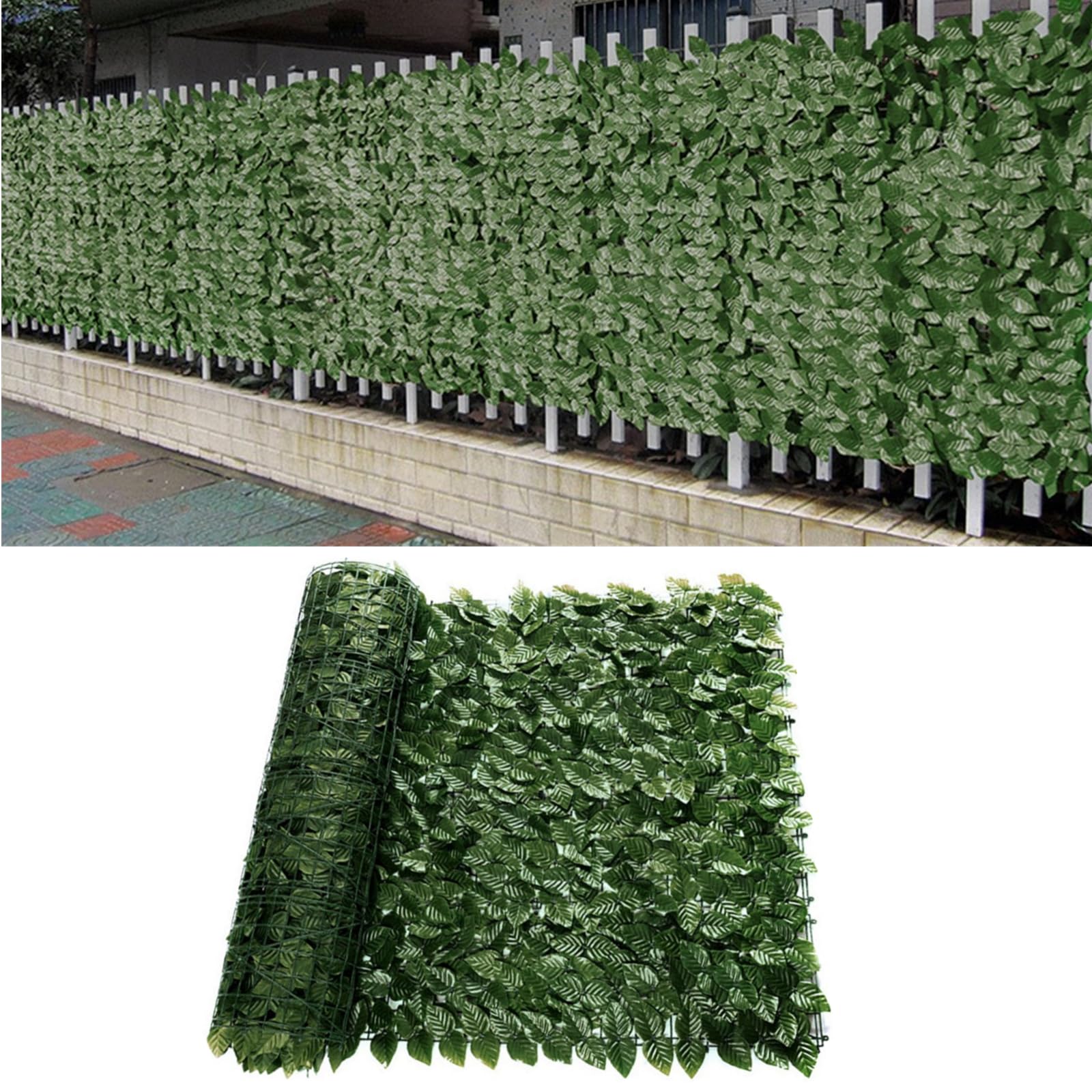 Baketron Decorative Ivy Leaf Green Artificial Hedge Roll 3m x 1m Garden Fence Screening Privacy Hedging Wall Landscaping Garden Fence UV Fade Protected Artificial Plant Wall Panels (1 Roll)