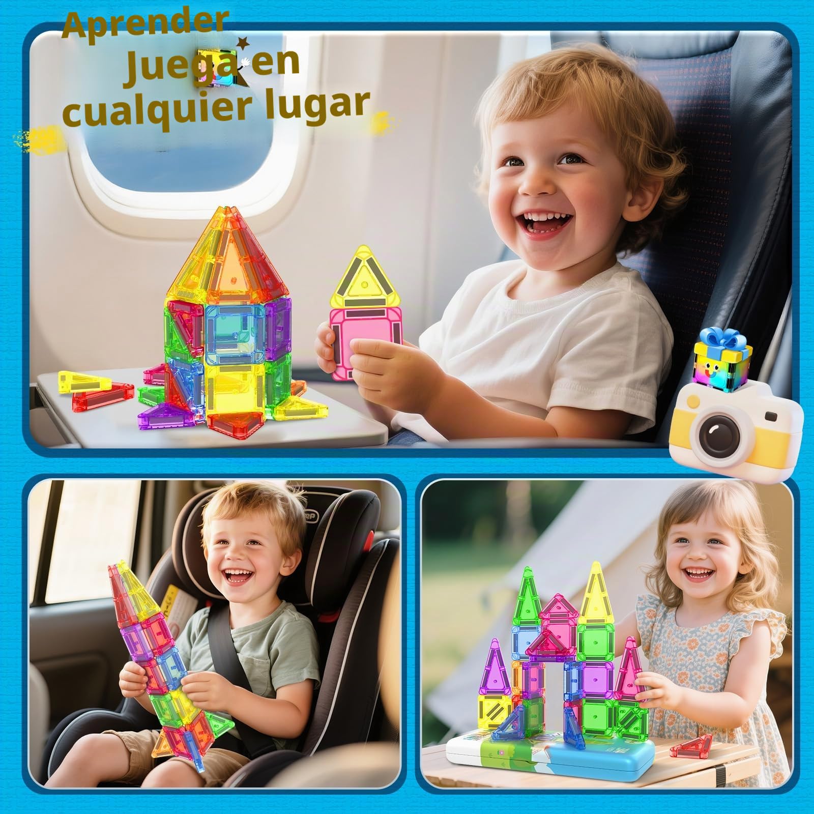 Bloques Magnéticos Construcción Niños, Mini Magnetic Blocks, Piezas Magnéticas Stem, Magnetic Tiles Juguete Sensorial Educativo para Niños y Niñas de 3 Años en Adelante Regalo Ideal