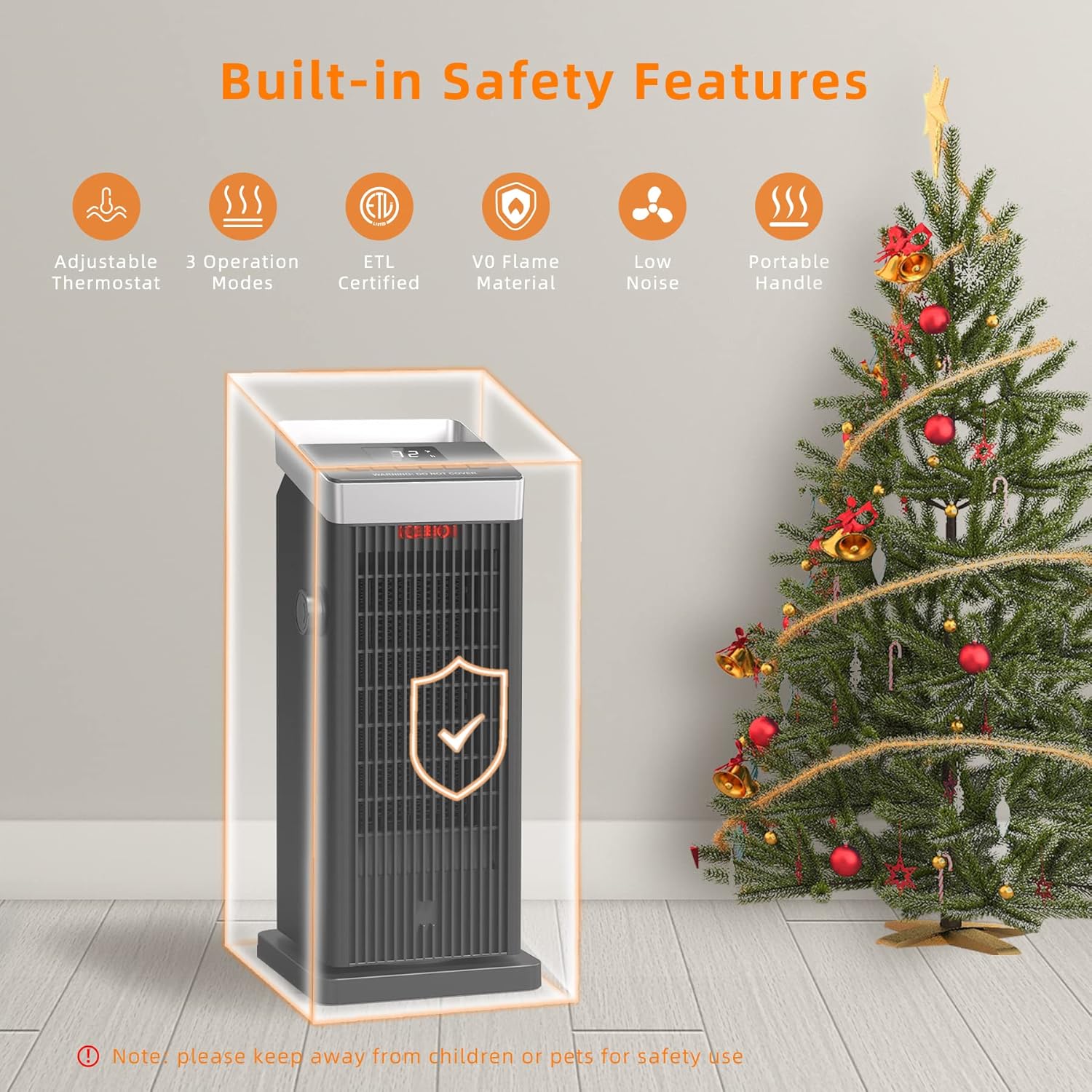 review Space Heater, Space Heaters for Indoor Use with Thermostat, 4 Modes Space Heater with Remote, Overheat & Tip-Over Protection, 1-24H Timer, Oscillating Electric Tower Heaters for Home Office Bedroom