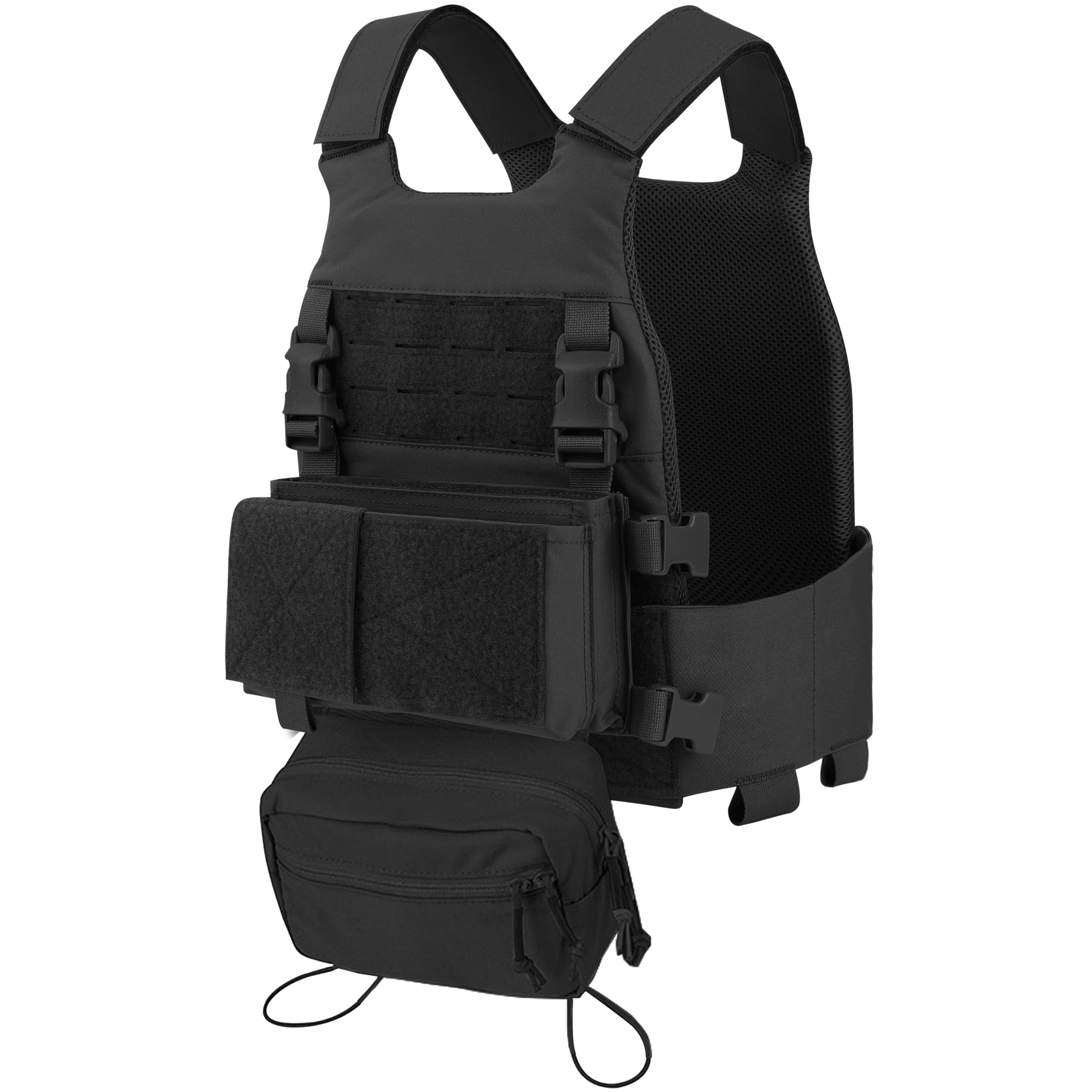 KRYDEX GEARFCS Tactical Vest Plate Carrier Low Profile Airsoft Vest Adjustable MOLLE Plate Carrier Chest Protector for Paintball Game Training Outdoor Hunting CS