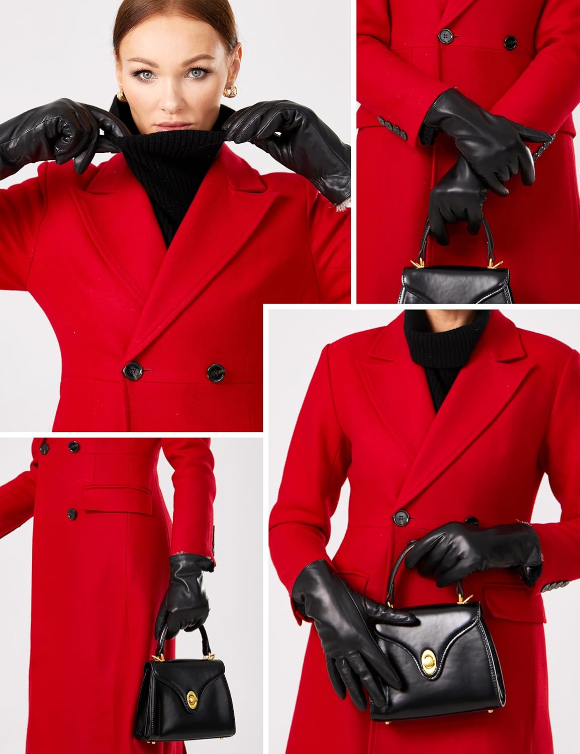 Extra-warm Fur Lined Leather Gloves Women Rabbit Fur Lining Touchscreen Driving Genuine Leather Gloves - Image 4