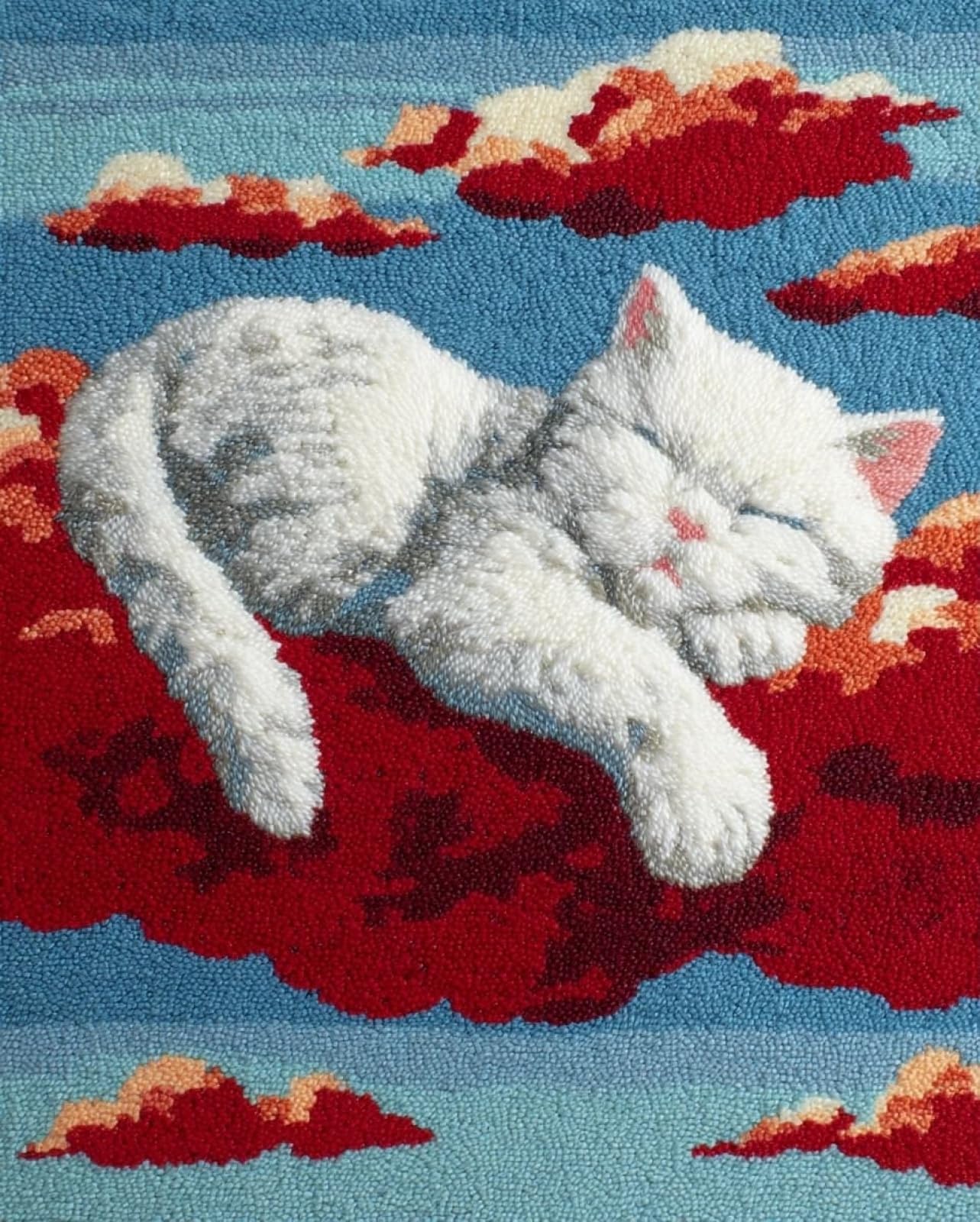 Wallphantom Latch Hook Rug Kits,The cat Sleeping on the Cloud