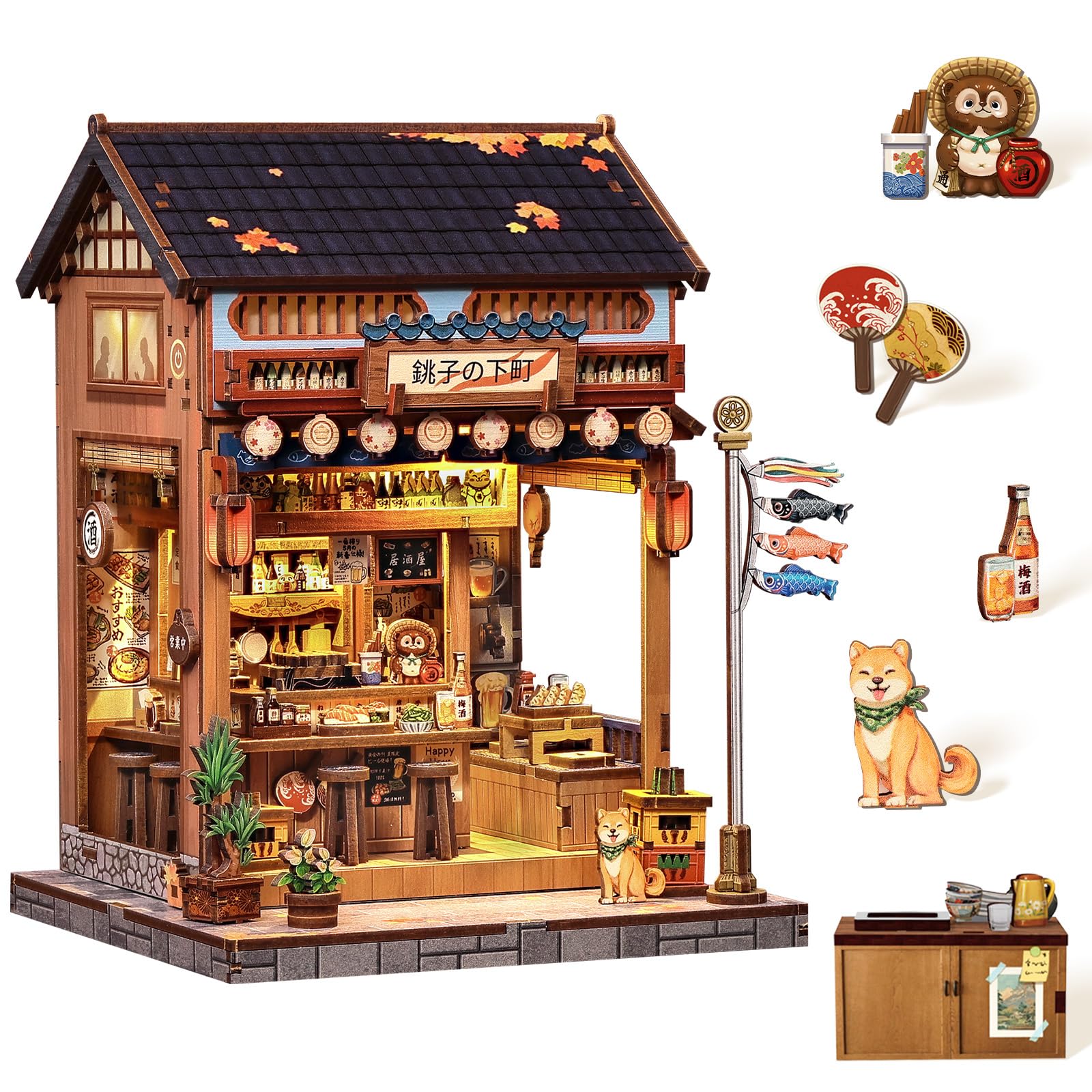 Endless Limit Book Nook Kit, 3D Puzzle Wooden Dollhouse with LED, Sakura Wine Alley, Bookshelf Decor