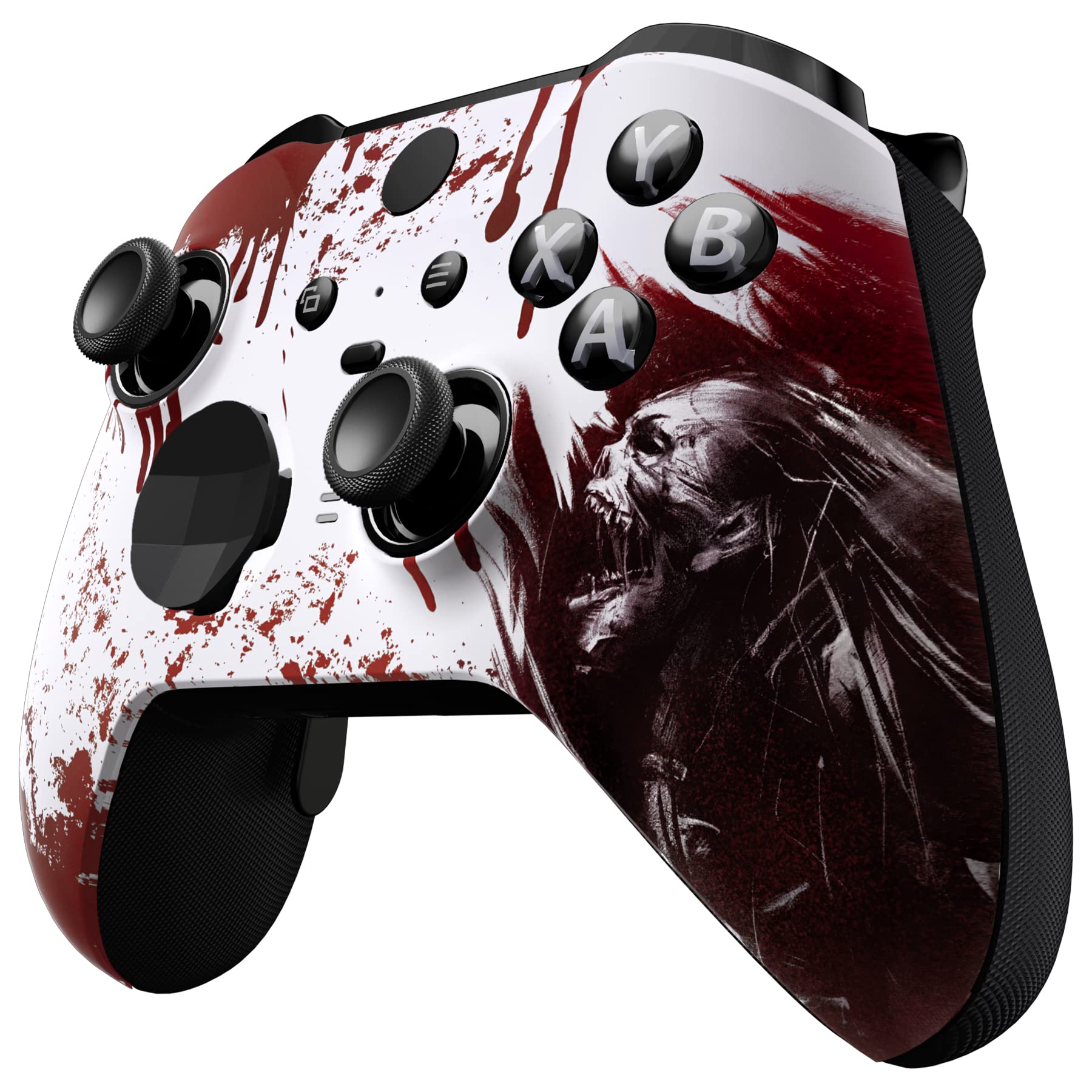eXtremeRate Coque avant de boîtier pour Xbox One Elite Series 2, plaque frontale personnalisée avec anneaux d'accentuation pour manette Xbox Elite 2 Core (modèle 1797) - Blood Zombie