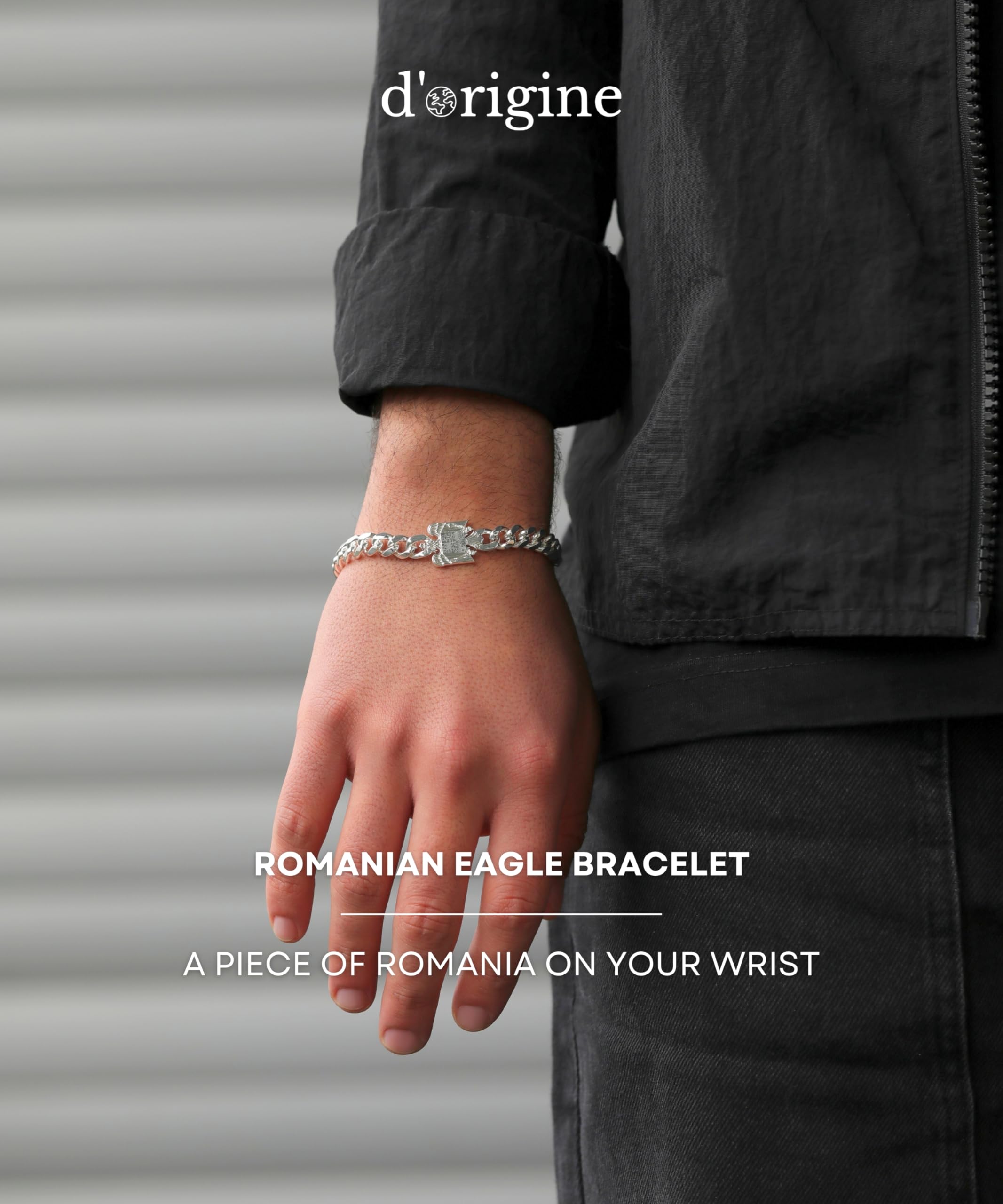 d'origine Romania, bracciale con stemma dell'aquila rumeno, collana con aquila, gioielli rumeni, stemma rumeno da uomo