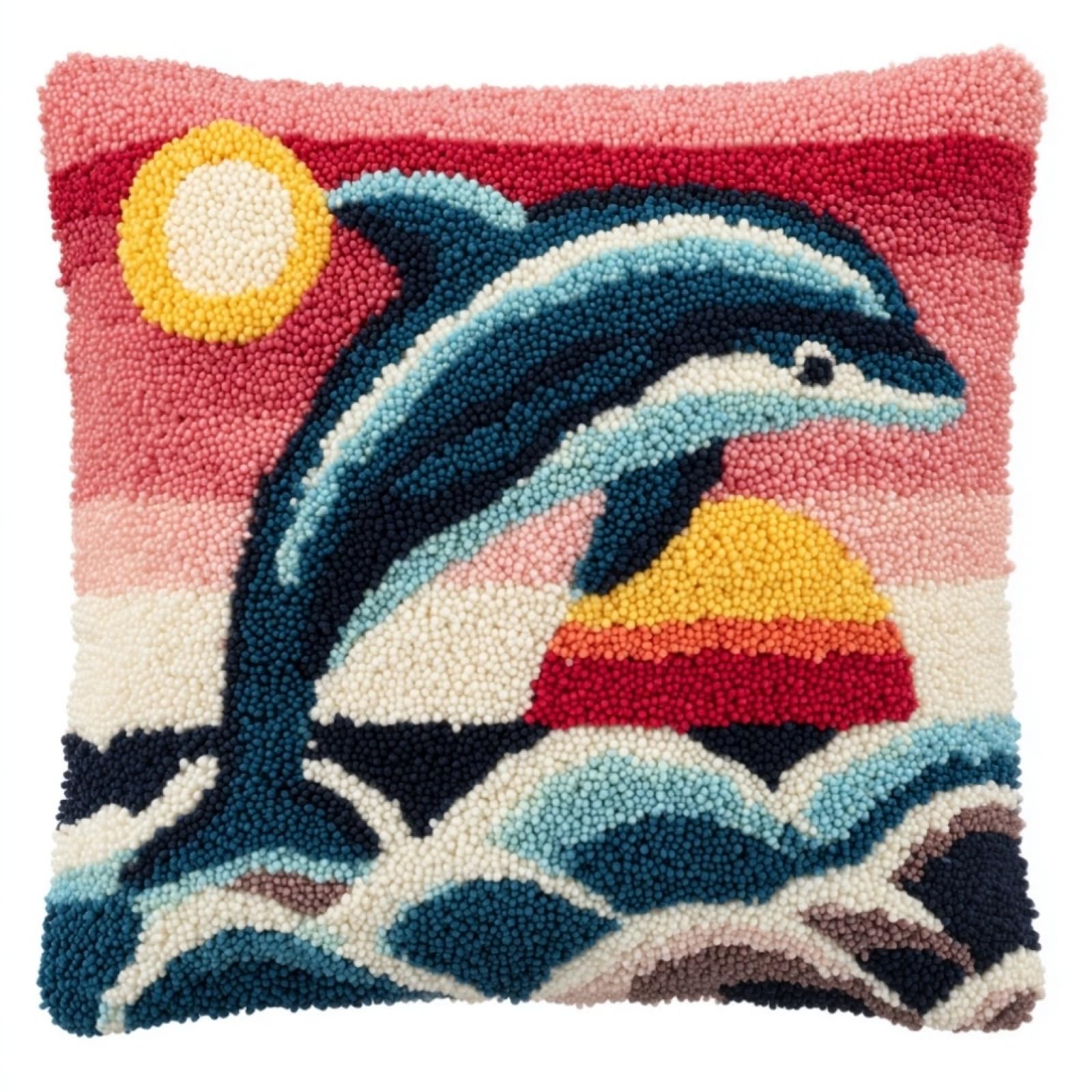 AxiangziK Pre-Printed Latch Hook Pillow Kit,Dolphin