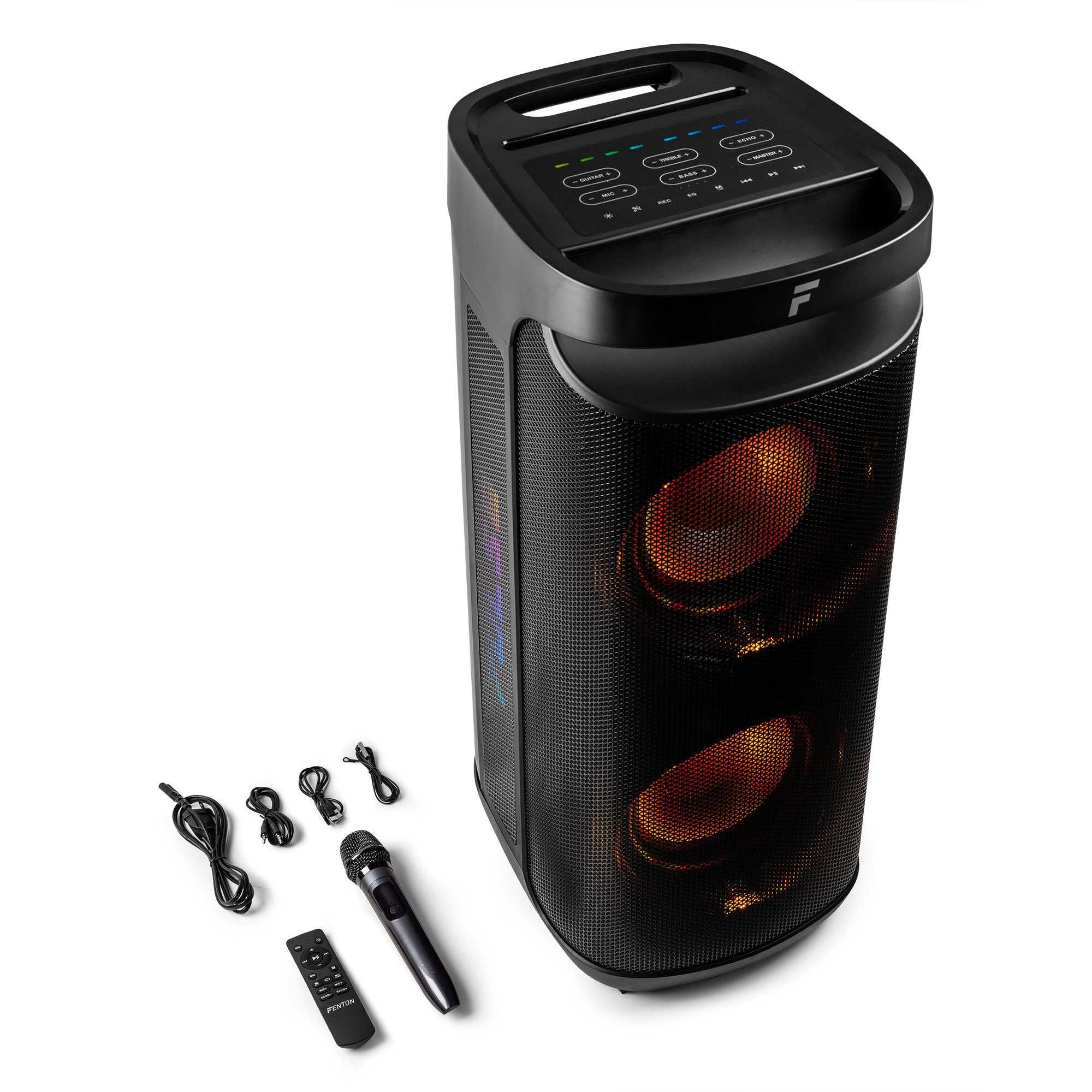 Fenton Pulse200 - Scatola musicale Bluetooth grande, 400 W, impermeabile, batteria 12H, microfono UHF, BT 5.3, radio FM, telecomando, scatola Bluetooth, per feste, per la musica, portatile, colore