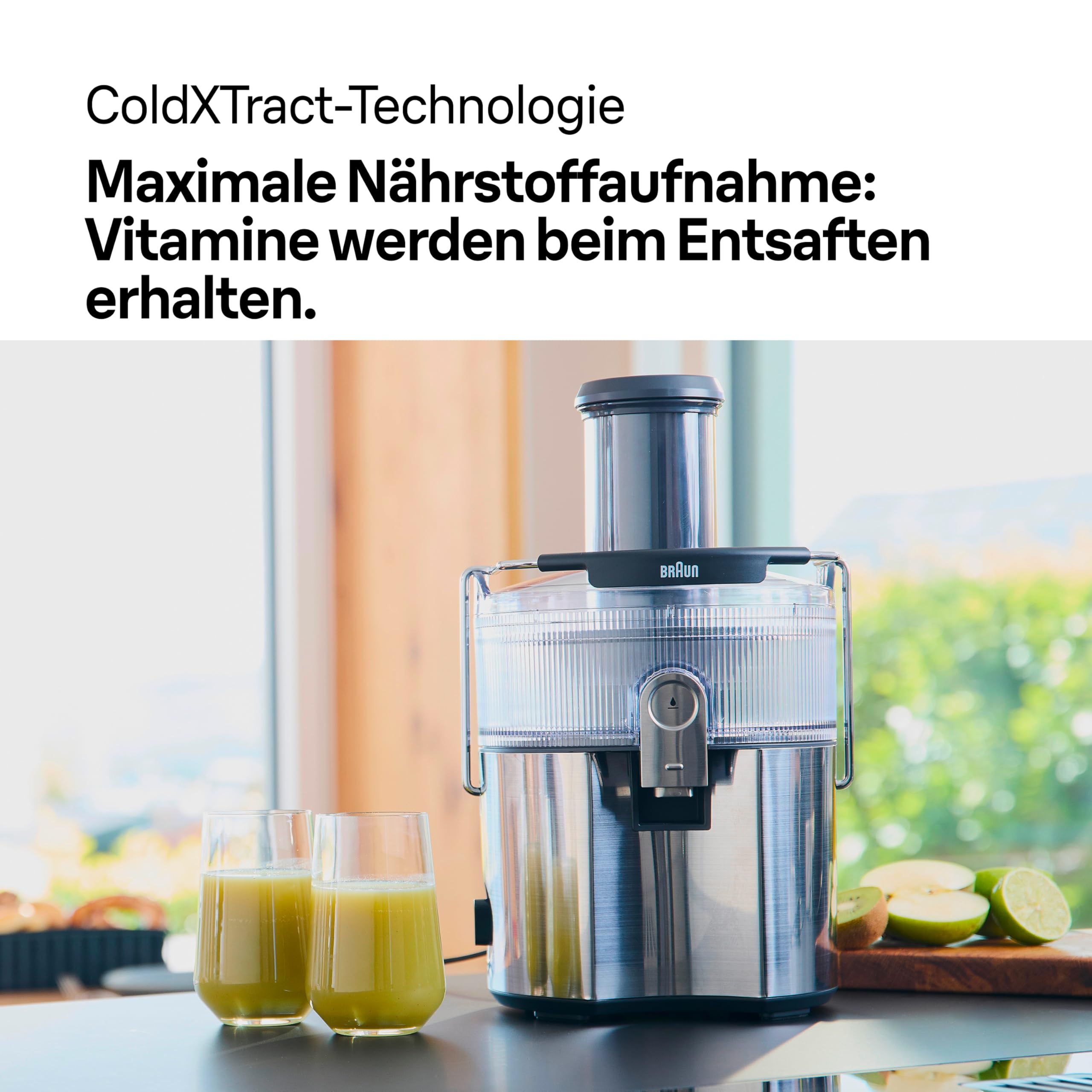 Braun MultiJuice 7 SJ700, Zentrifugalentsafter mit ColdXtract-Technologie, 75 mm Einfüllöffnung, 2L Fruchtsaftbehälter, Anti-Tropf-System, 4-faches Sicherheitssystem, Edelstahlfilter, 1000W, Grau