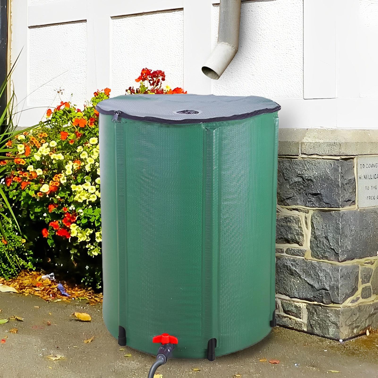 Colector de Agua de Lluvia – Depósito Plegable | Resistente a los Rayos UV | Plegable Barril de Agua con Filtro, Grifo y Kit de rebosadero | Recogida eficiente de Agua de Lluvia para Patio, Lavado de