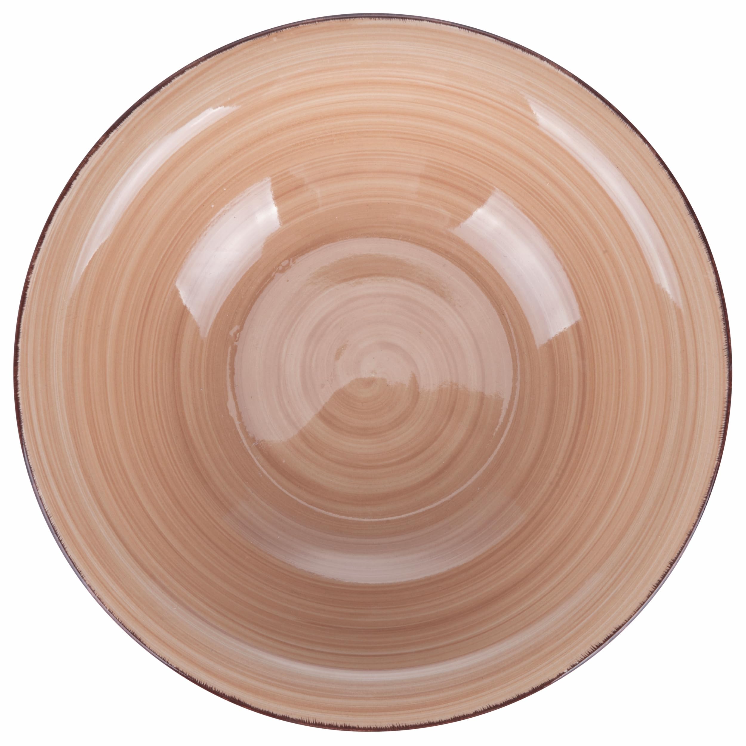 Lot de 6 assiettes creuses Ø 21,2 cm en grès peint à la main, terre cuite, 4 tons