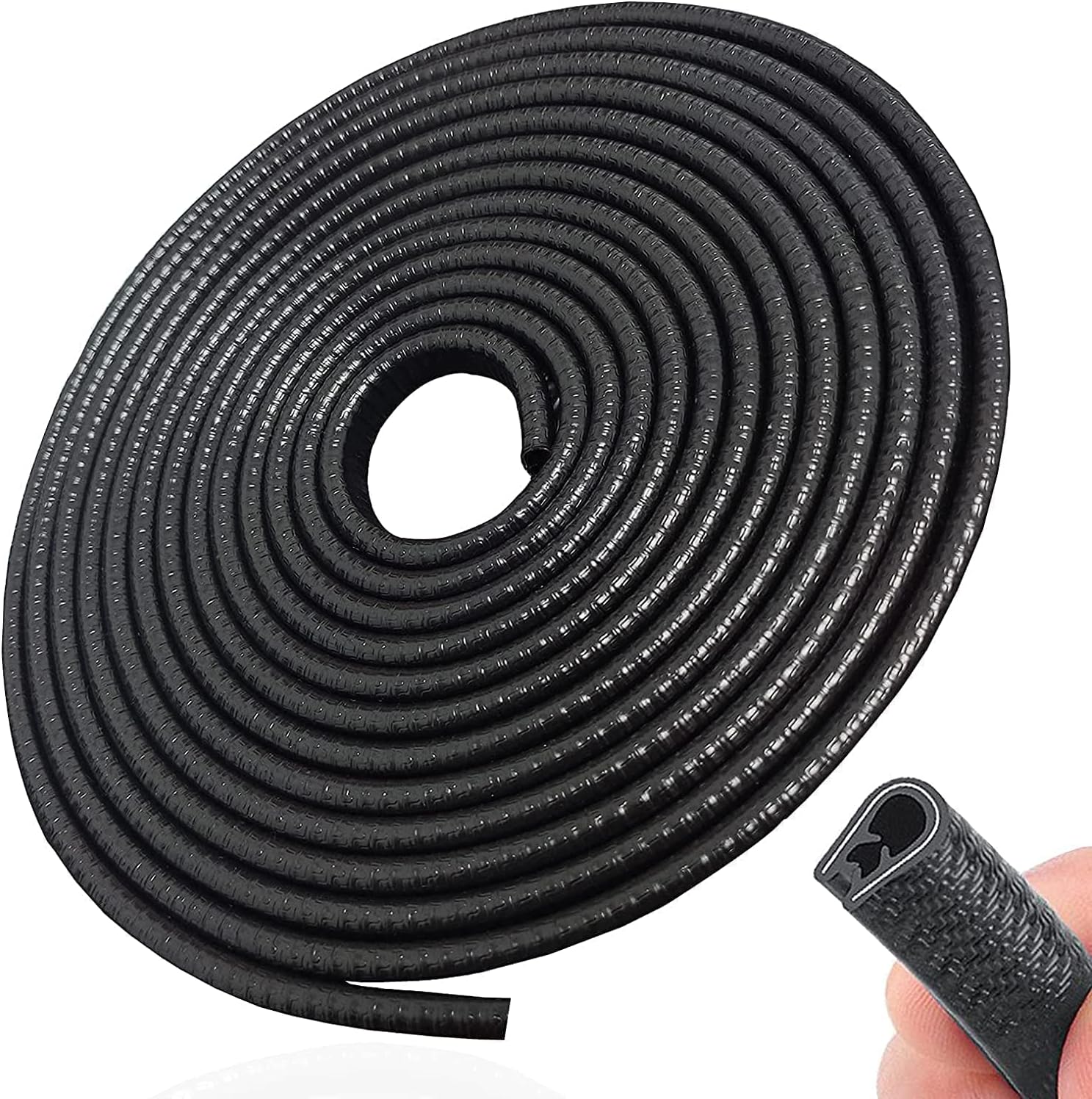 Car Door Edge Guards 16Ft (5M) U Shape Edge Trim Seal Protector With Clips - Universal Fit Rubber Strip for Car Doors (Black)