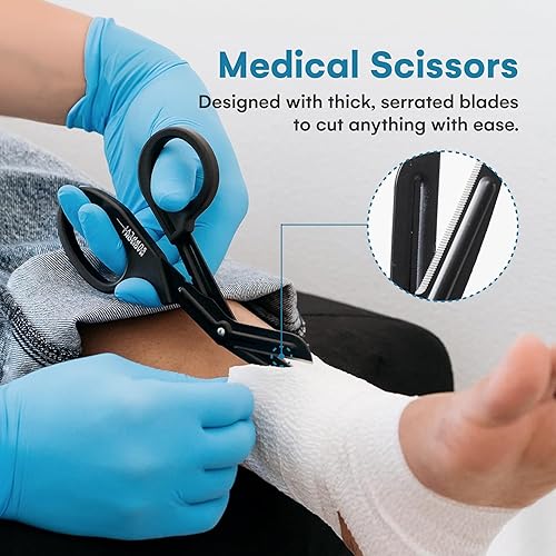 Miniatura 2 de Madison Supply Tijeras médicas, tijeras EMT y trauma, tijeras de vendaje de acero inoxidable de alta calidad de 7.5 pulgadas, recubiertas de