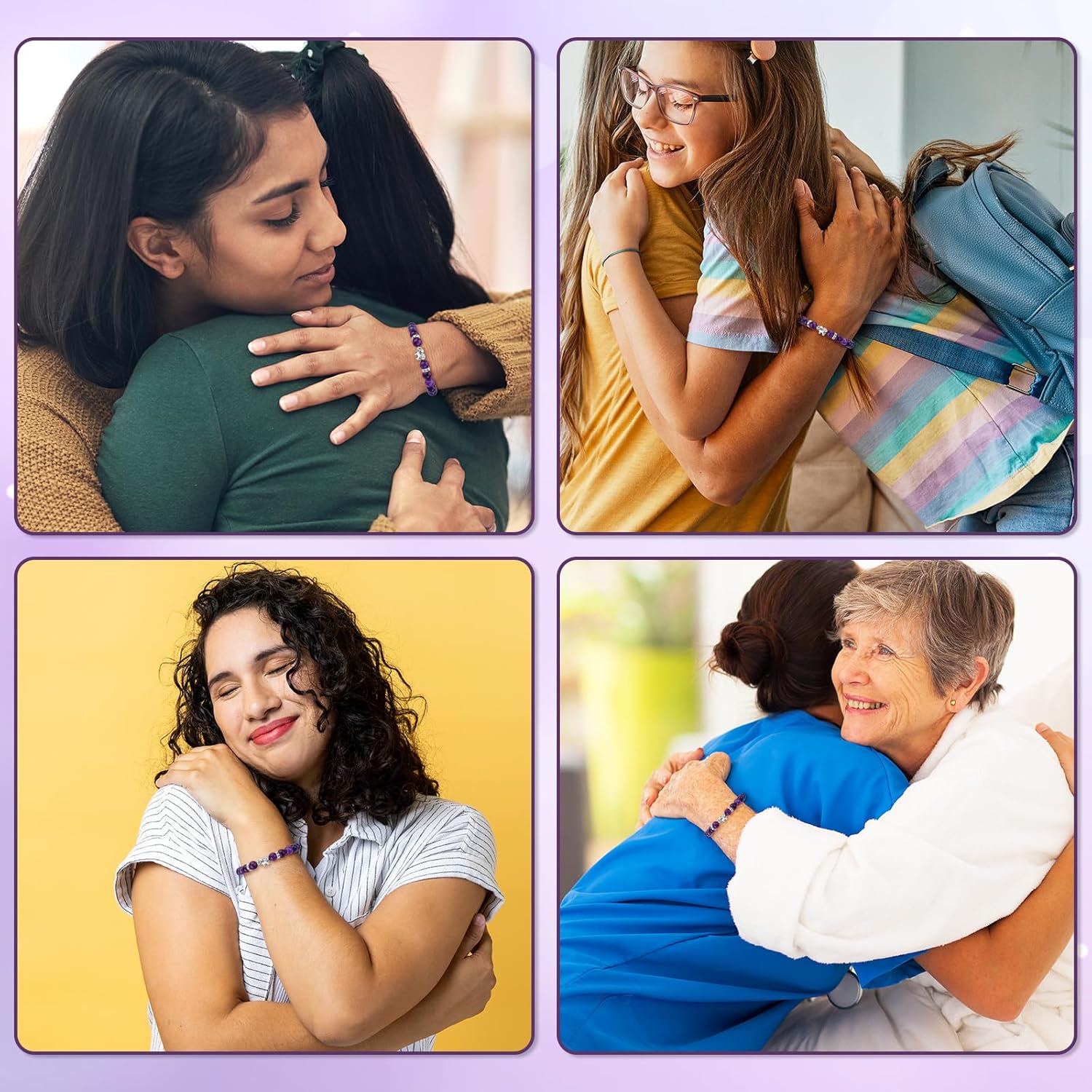 Amethyst Bracelet for Women, Purple Natural Stone Crystal Beads Bracelet with Elephant Charm Inspirational Get Well Gift Jewelry - Image 6