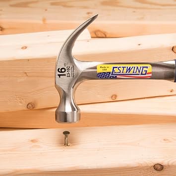Estwing ESTE316C 14-218 16-Ounce Claw Hammer with Nylon Vinyl Cushion Grip Handle, Smooth Face, 1-Pack, Blue, White