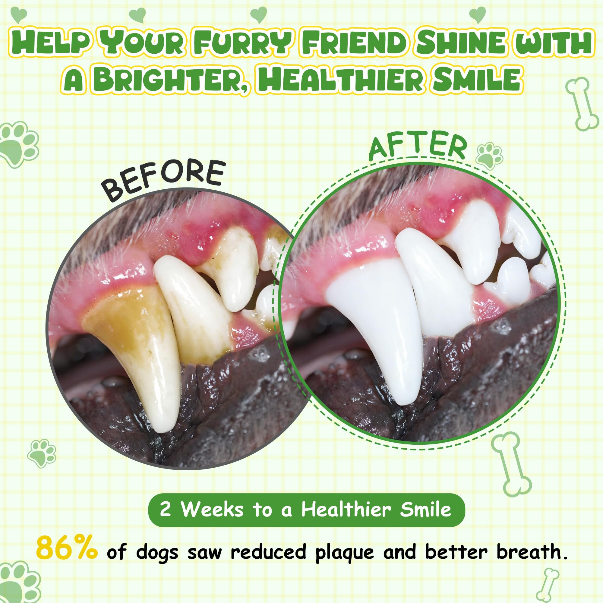 Dog Teeth Cleaning Powder, Dog Dental Powder and Cats Breath Freshener, Plaque Off, Bad Breath & Tartar Remover for Dogs, Dog Teeth Cleaning with Enzymes- 60-Day Supply -Mint Flavor - image 4