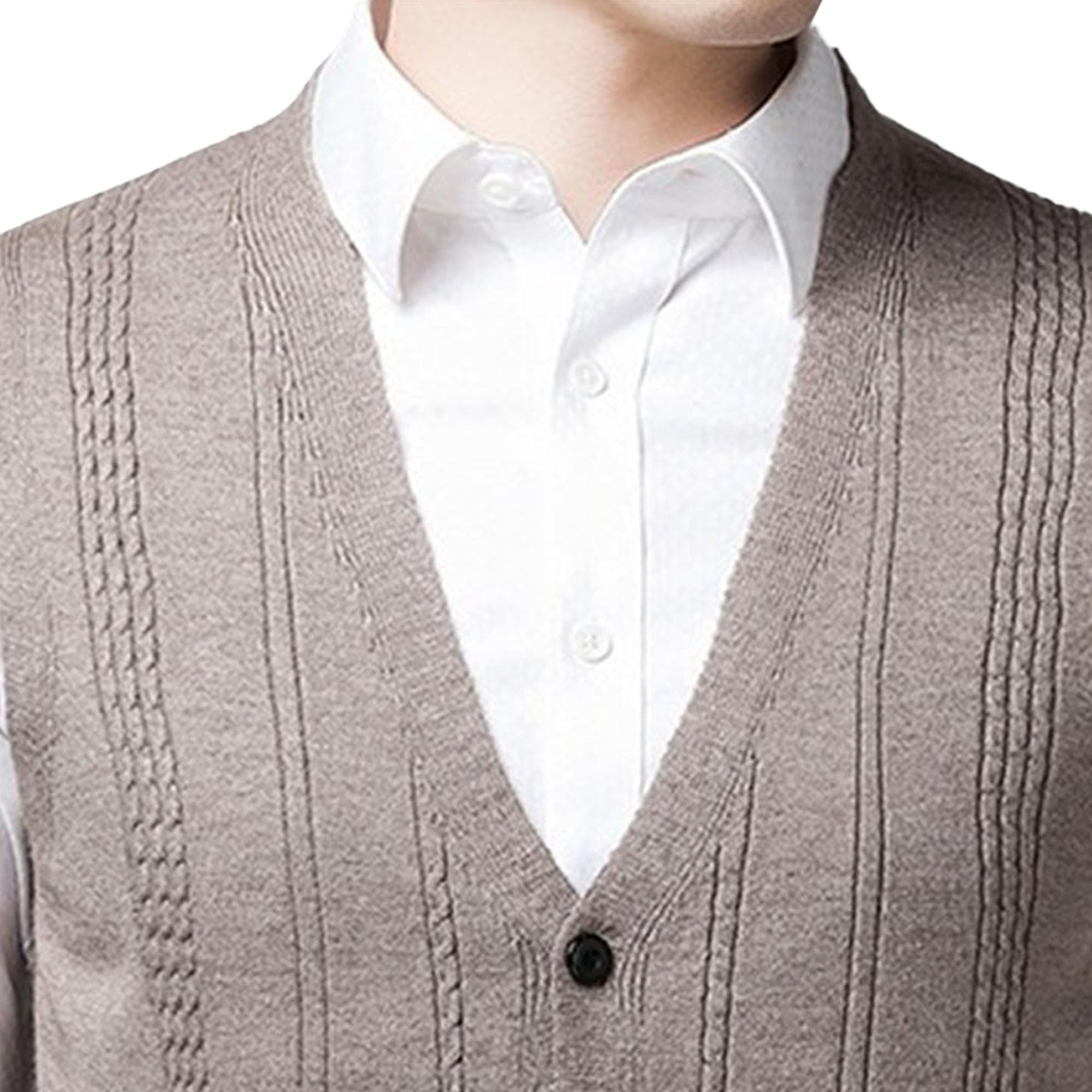 Cardigan lavorato a maglia senza maniche da uomo con bottoni frontali