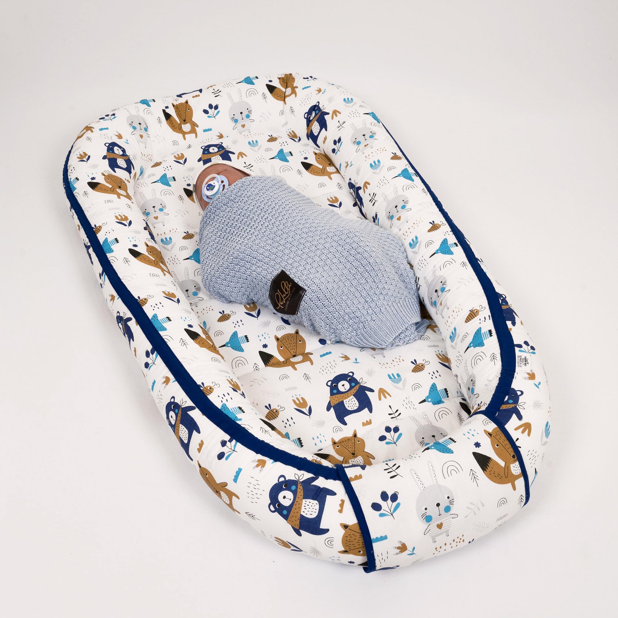 PaLulli 120 x 60 cm nido de bebé XXL capullo de bebé por 2 caras, 100% algodón, cojín para cuna de bebé, cuna de viaje para bebé y bebé