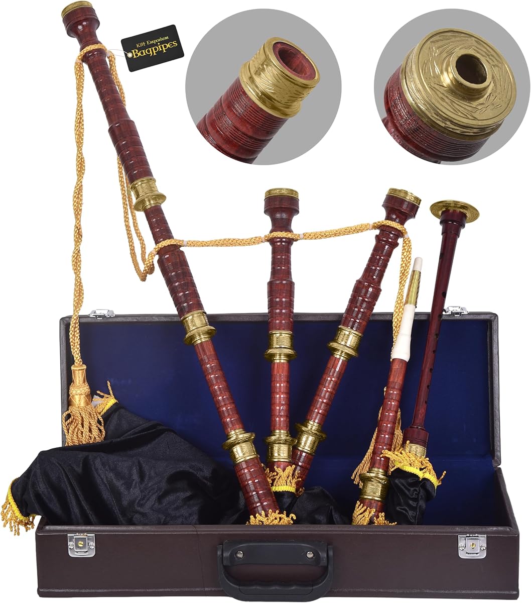 Traditional Scottish Bagpipes - Full Set with Accessories and Hard Case