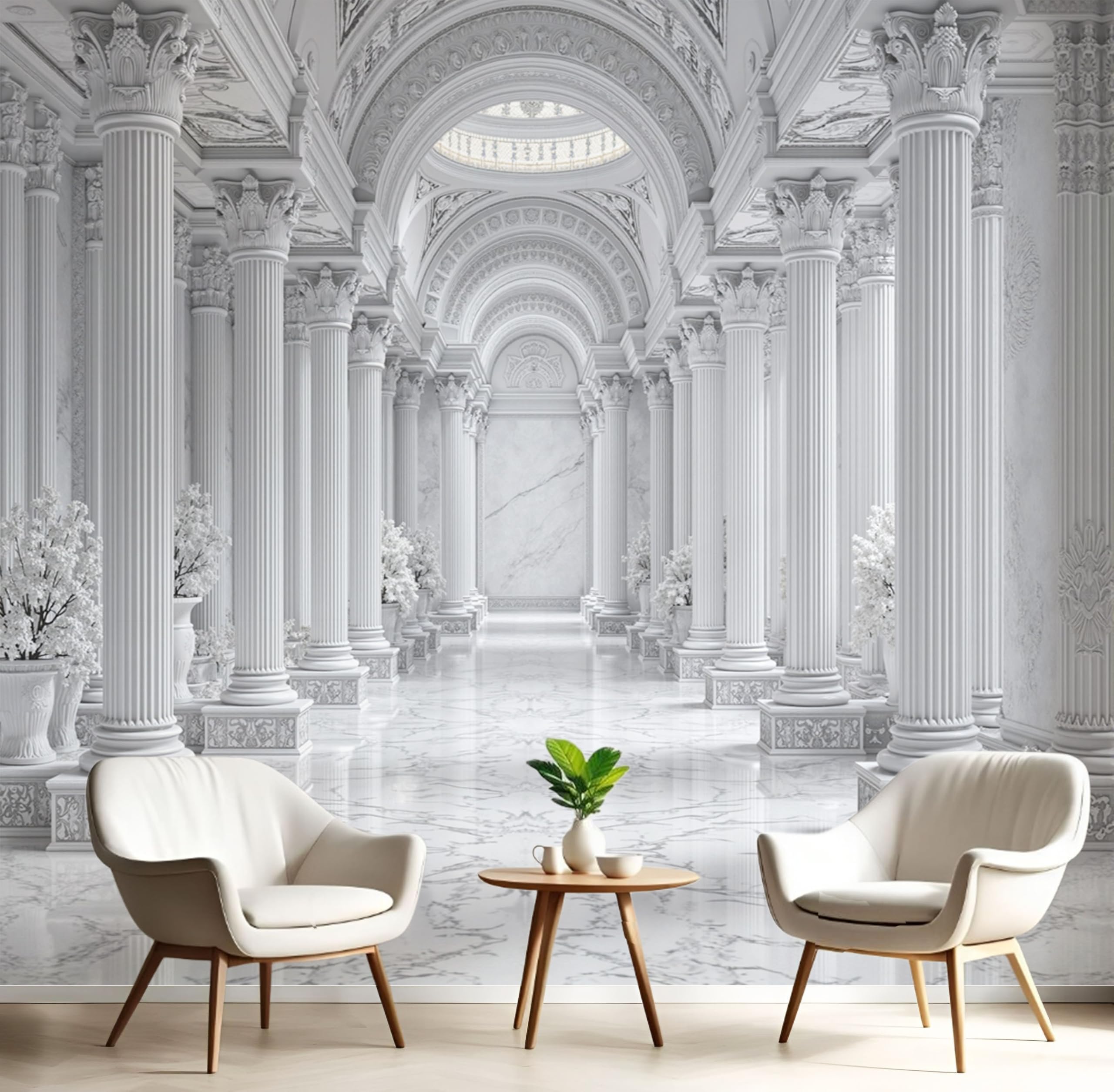 Papier peint statue classique grise effet fresque de marbre luxueuse