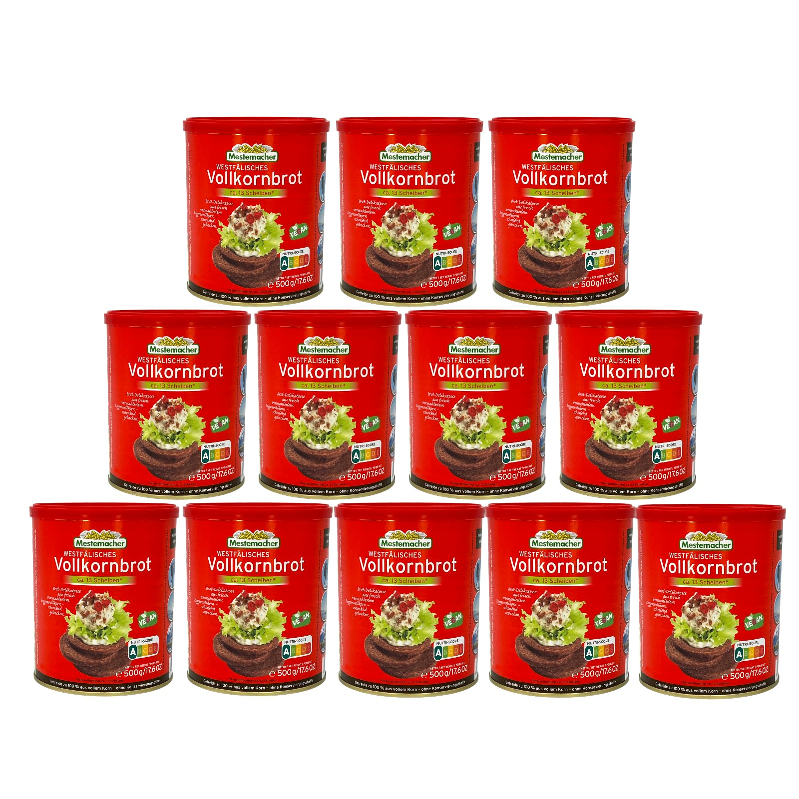 12x 500g Mestemacher Westfälisches Vollkornbrot Dose Vegan