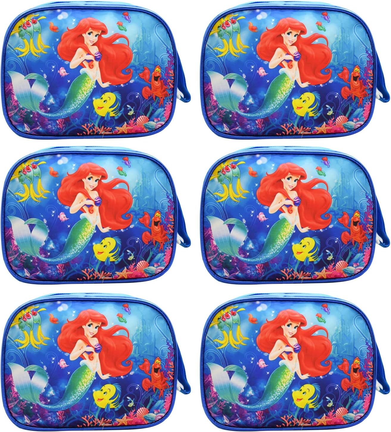 Asera Polycotton Unisex Mermaid Blue Set of 6 Pcs Handbag, Multicolour