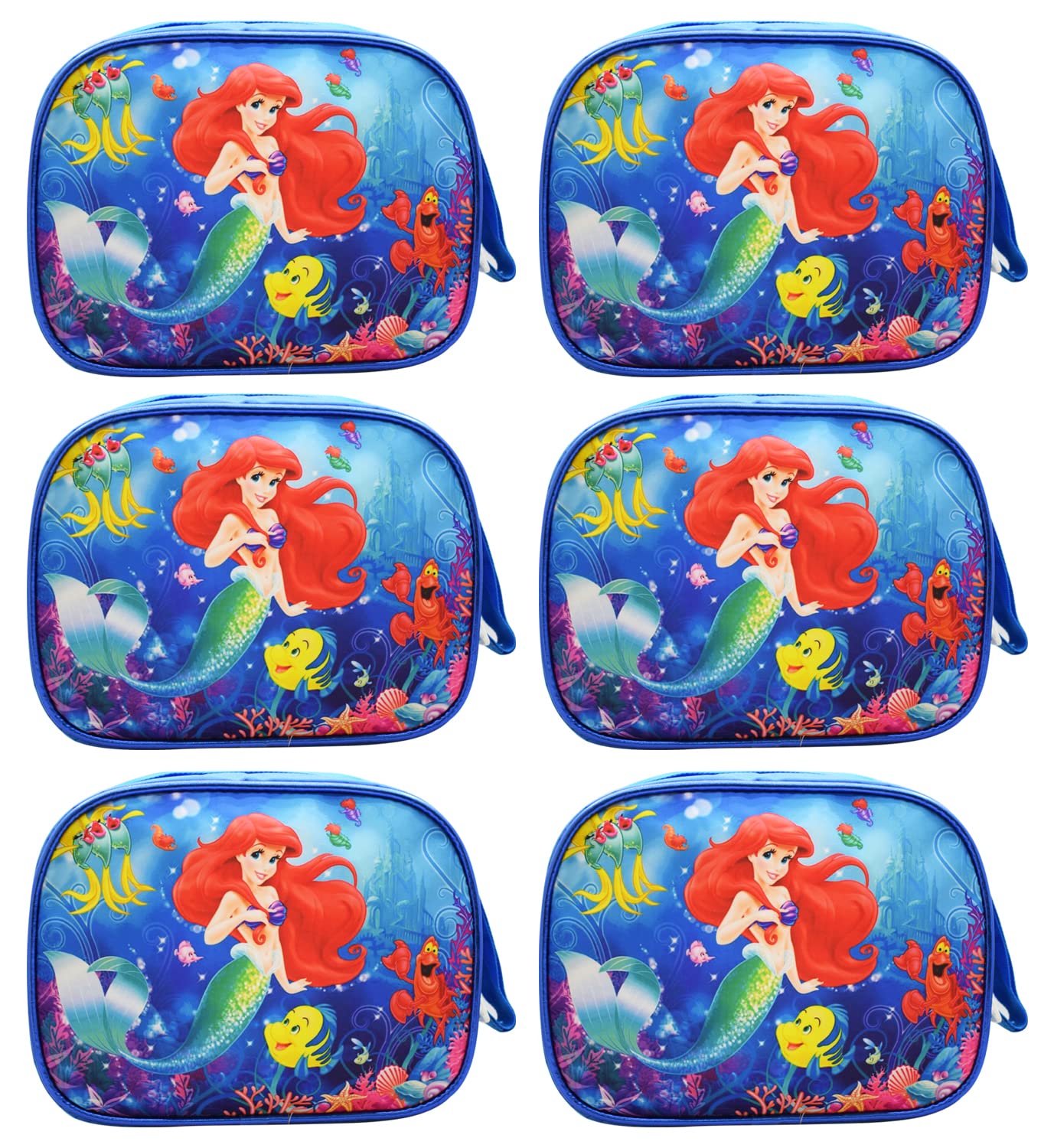 Asera Polycotton Unisex Mermaid Blue Set of 6 Pcs Handbag, Multicolour