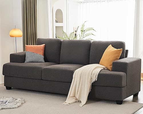 Miniatura 10 de VanAcc Sofá, cómodo sofá con asientos extra profundos, moderno sofá - sillón, sofá para sala de estar, sala de estar, apartamento Lounge, gris Bouclé