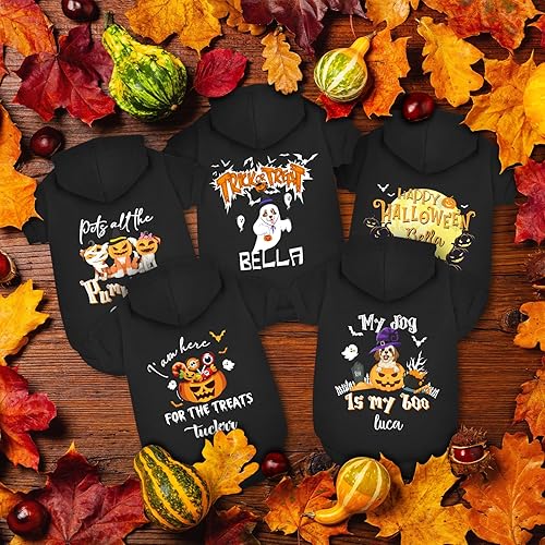 Miniatura 8 de Atdesk Sudadera con capucha personalizada para perro de Halloween, sudadera con capucha para perro con nombre personalizado, sudadera con capucha