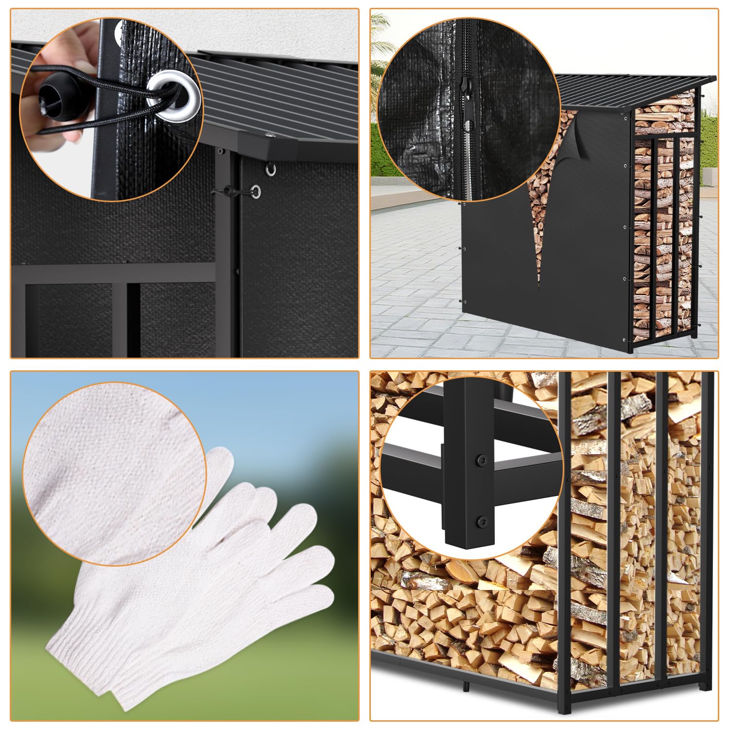 Kaminholzregal Aussen Metall, 185 x 70 x 185 cm, 2,3 m³ | Anthrazit Metall Stapelhilfe mit 2,3 m³ – zum Stapeln von Brennholz im Garten oder auf der Terrasse