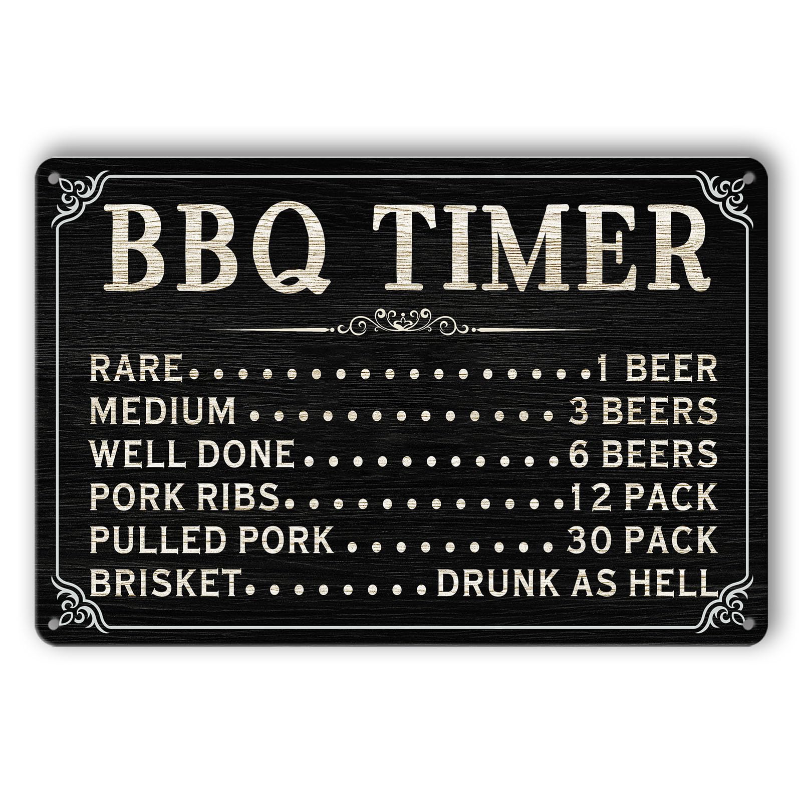 SMAZDFXX BBQ Signs for Outside BBQ Timer Tin Sign Funny Metal Kitchen Signs Backyard Outdoor Signs for Patio Bar Wall Decor BBQ Grill Sign 8"x12"