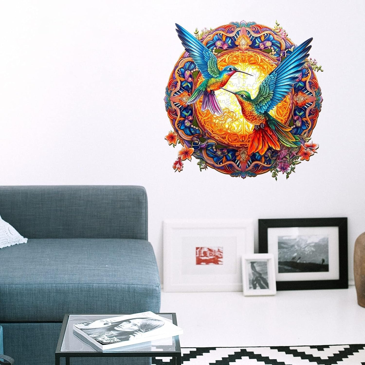 Wooden Puzzles for Adults - Hummingbird Wood Puzzle, Mandala Unique Shaped Wooden Jigsaw Puzzles for Adults, Wood Puzzles Adult, Perfect for Birthday Gift, Family Game, 200 Piece 11.8 x 11.8in
