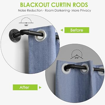 1-inch Black Curtain Rod, 32-168 inch, Industrial Duct Rod, Indoor/Outdoor, Ceiling/Wall Mount, 30 lbs Max Weight