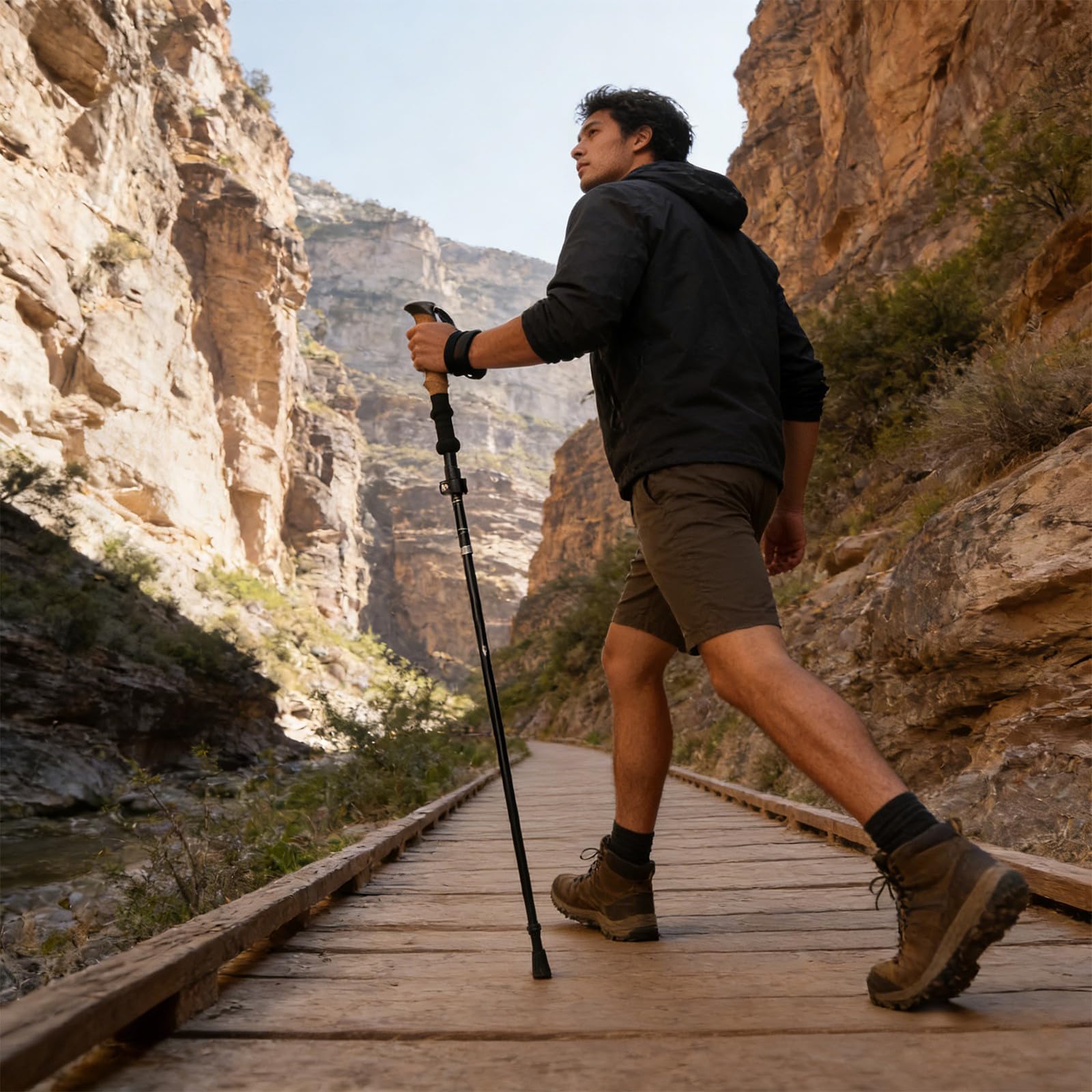 Bastón Plegable para Personas Mayores: Bastón de Trekking Ultraligero con empuñadura de EVA - Plegable para Senderismo, montañismo, Caza y Viajes, 125 cm/49 Pulgadas