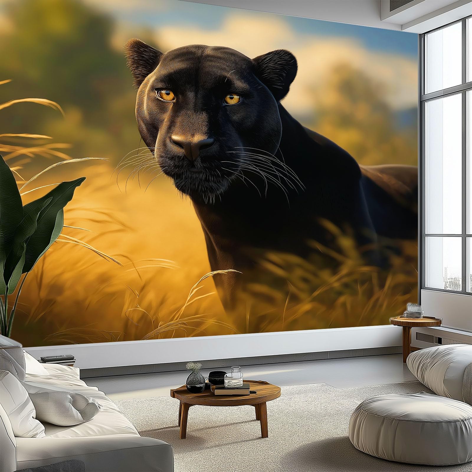 Zwierzę Pantera Tapeta Sypialnia Dzieci Chłopcy 3D Tapeta Mural, Żółty Dzieci Nastolatki Pokój Plakat Fototapeta Tematyczny Pokój Zabaw 350 x 256 cm