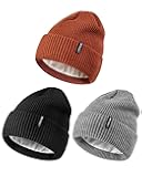 Beanies Women 3 Pack, Winter Hats for Women Men Fleece Lined Warm for Cold Weather, Beanie for Women Fashion Skull Cap