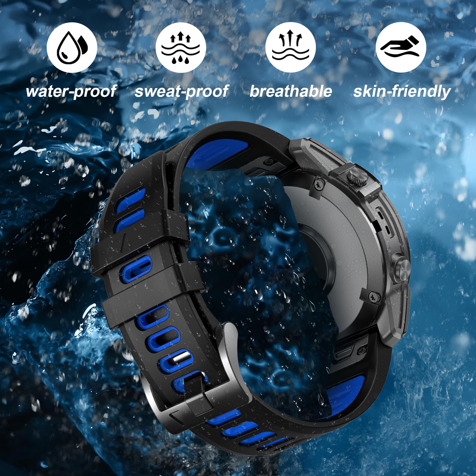 EZMVZKU 22mm Quickfit Cinturino per Garmin Fenix 8 AMOLED 47mm/Fenix 7/7 Pro/6/6 Pro/5/5 Plus,Silicone Cinturino di Ricambio Sportivo per Forerunner 965 955 945/Approach S70/tactix 8 47mm/quatix 7/6
