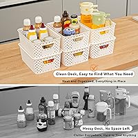 Vista 4 de 10 Pack Plastic Storage Bins with Lids, Stackable Plastic Storage Baskets for Organizing with Handles, Organizer Bins with Labels for Room, Craft